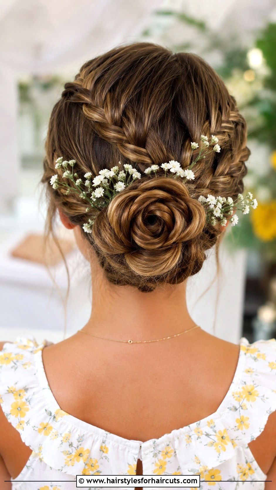 Flower Braid Updo - 25 cute hairstyles for girls medium hair - 25 cute hairstyles for girls medium hair