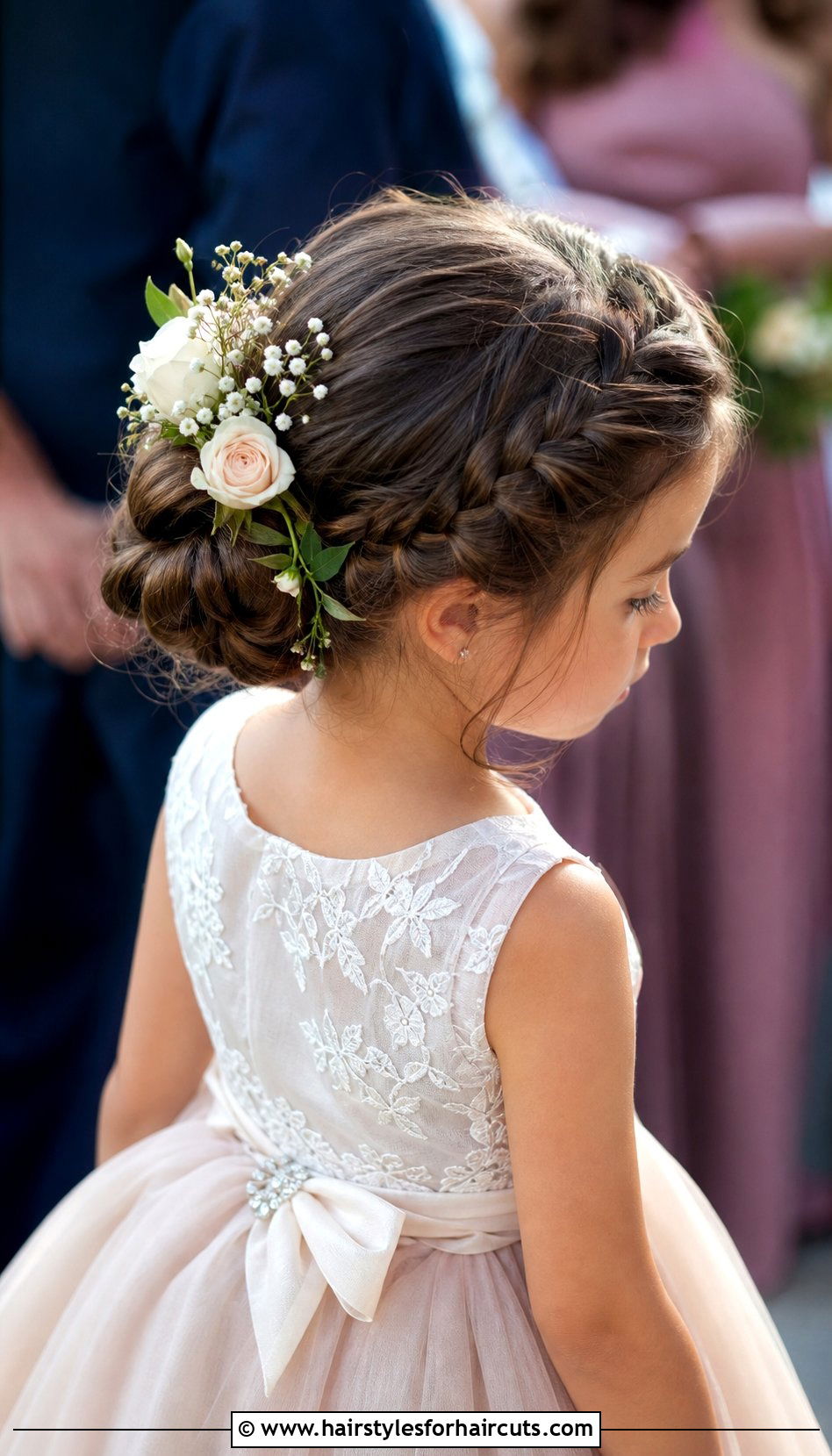 Flower Girl Bun Little Girl Wedding Hairstyle - 25 little girl wedding hairstyles for long hair - 25 little girl wedding hairstyles for long hair
