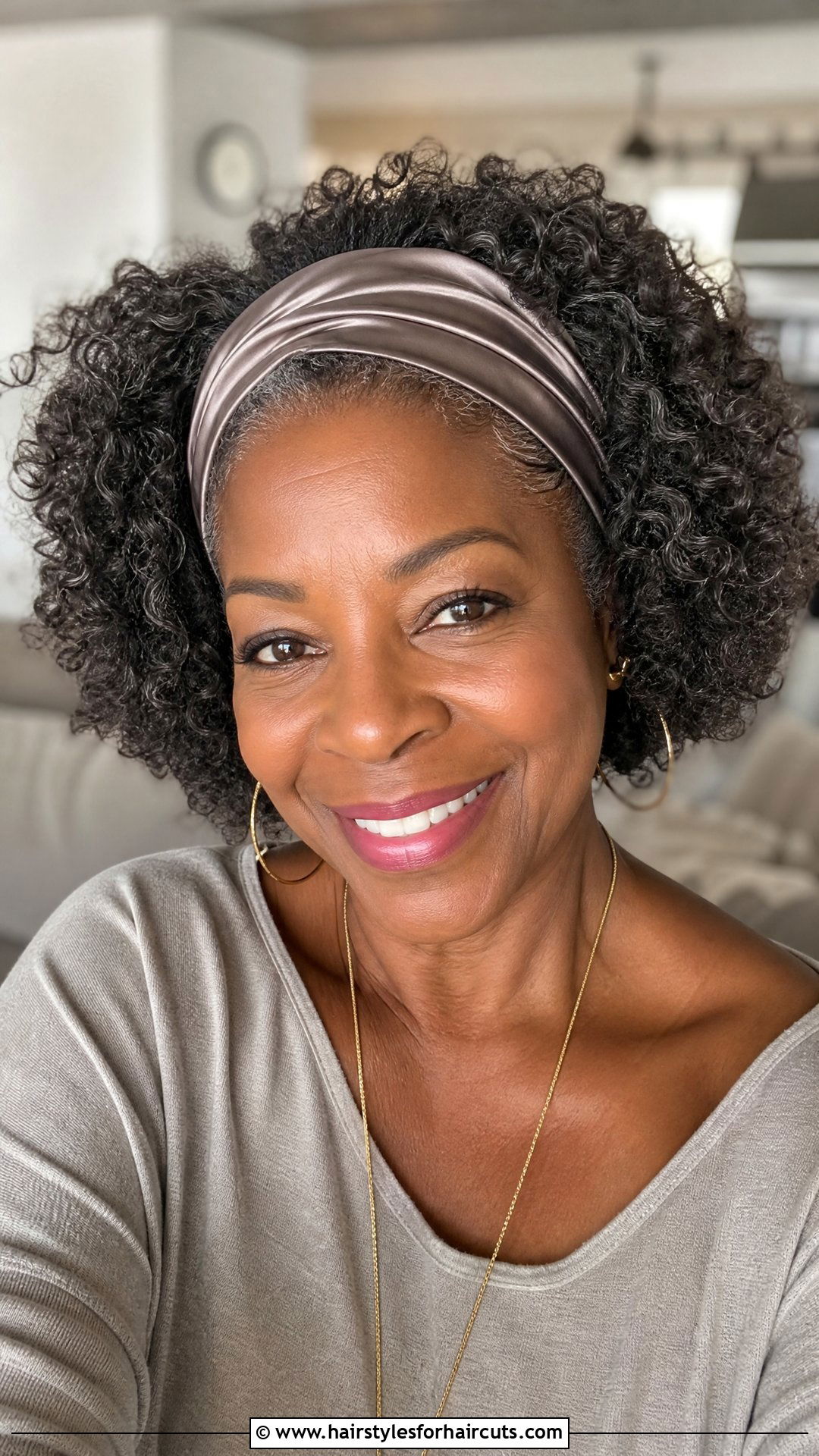 Fluffy Curls With Headband - 25 hairstyles for black women over 50 - 25 hairstyles for black women over 50