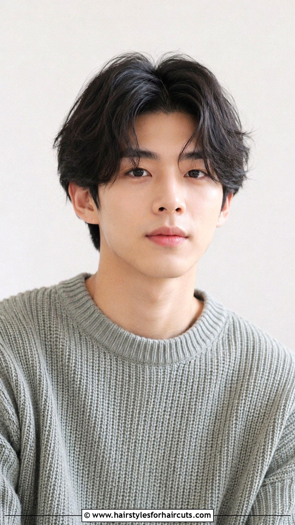 Fluffy Middle Part Haircut For Asian Men - 25 asian facial hairstyles - 25 asian facial hairstyles
