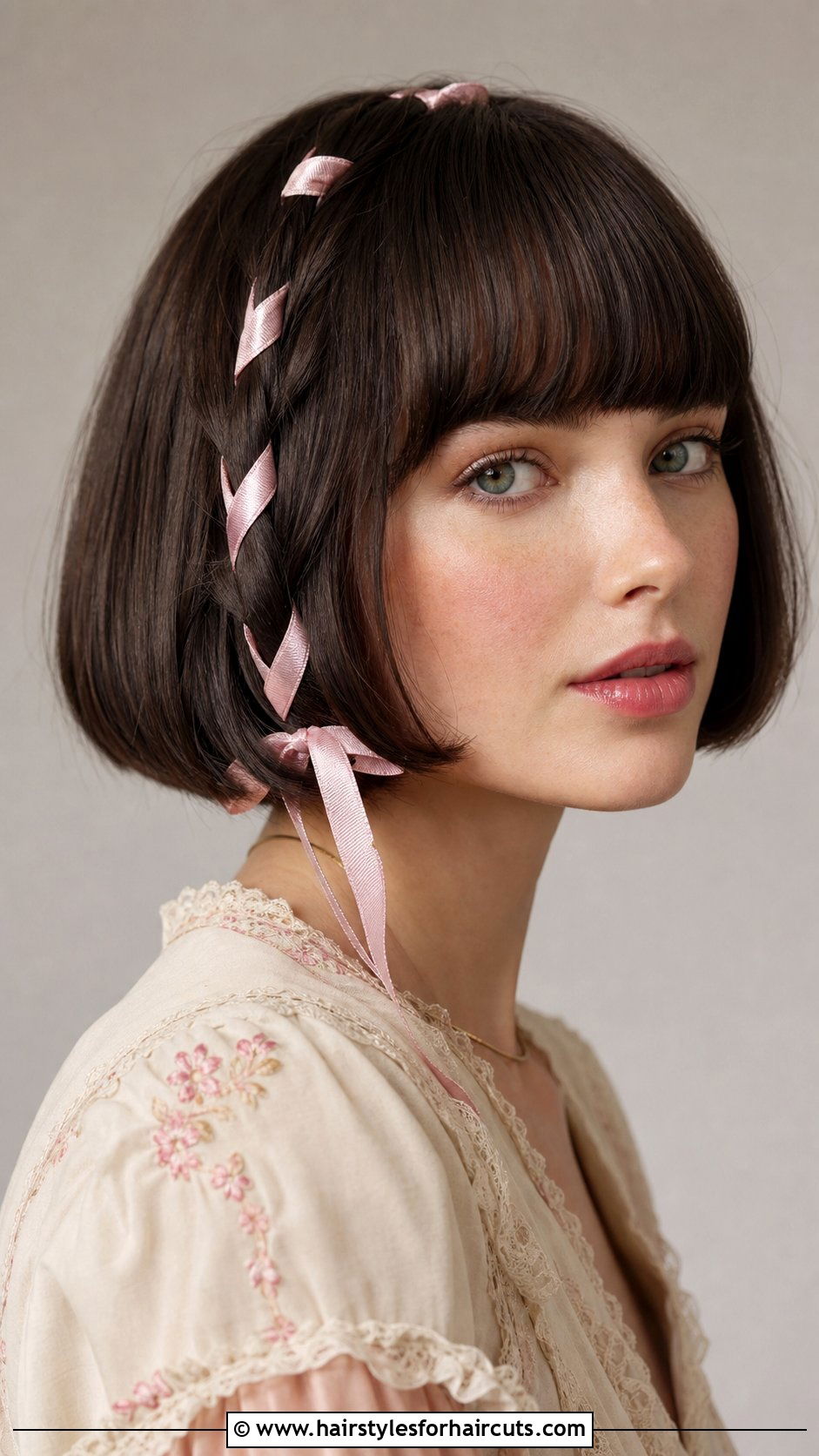 French Bob With Ribbon Weaving - 25 short hair fairy hairstyles - 25 short hair fairy hairstyles