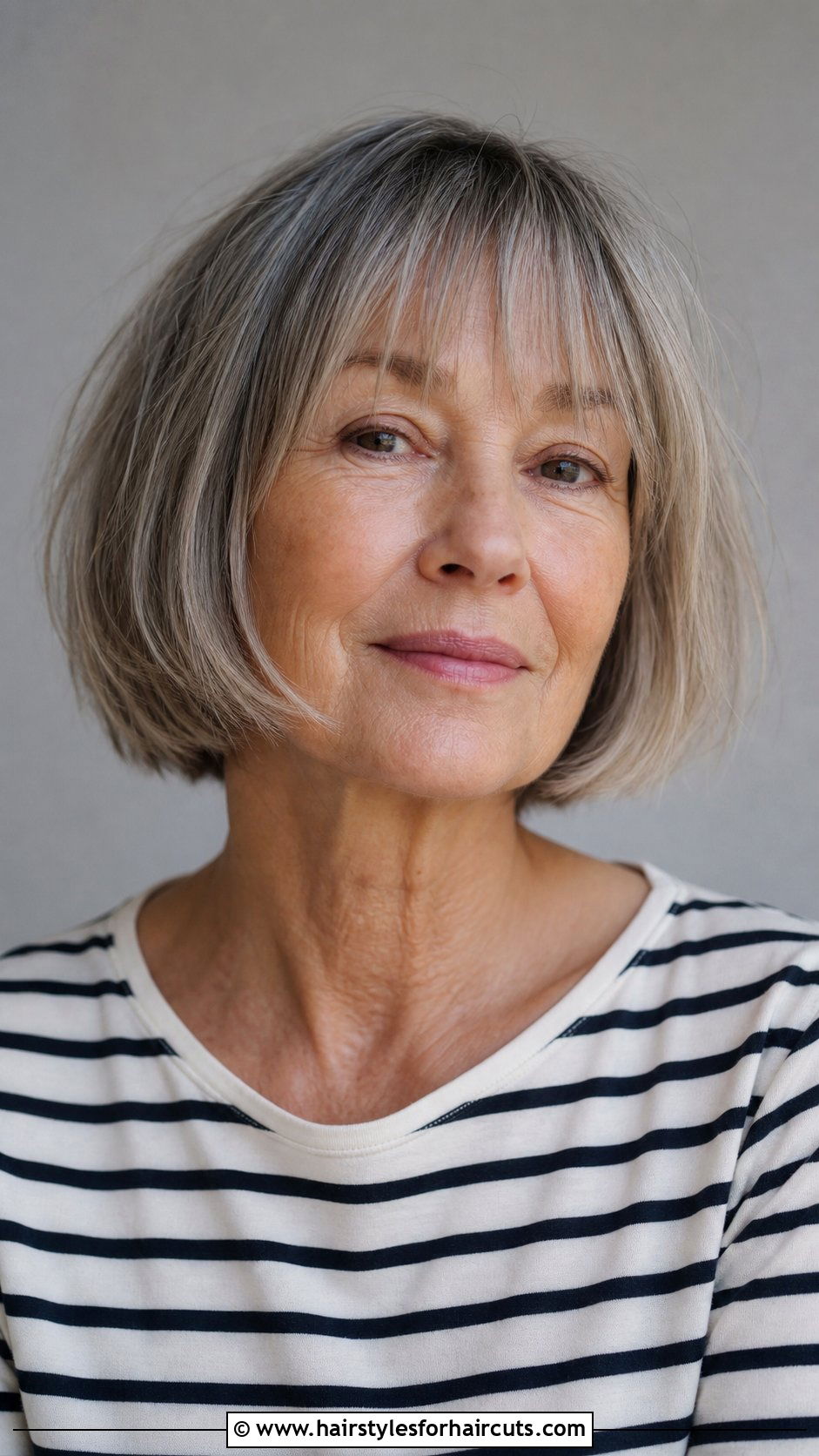 French Bob With Wispy Fringe - 25 hairstyles with bangs for older women - 25 hairstyles with bangs for older women