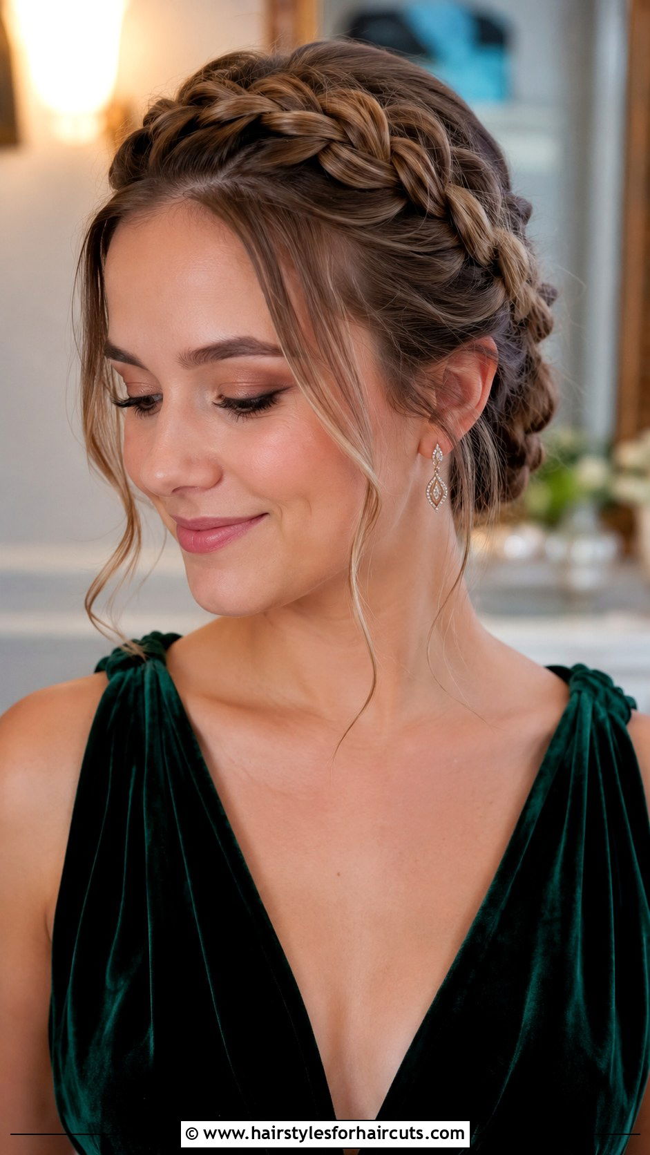 French Braid Crown - 25 prom hairstyles for medium length hair - 25 prom hairstyles for medium length hair