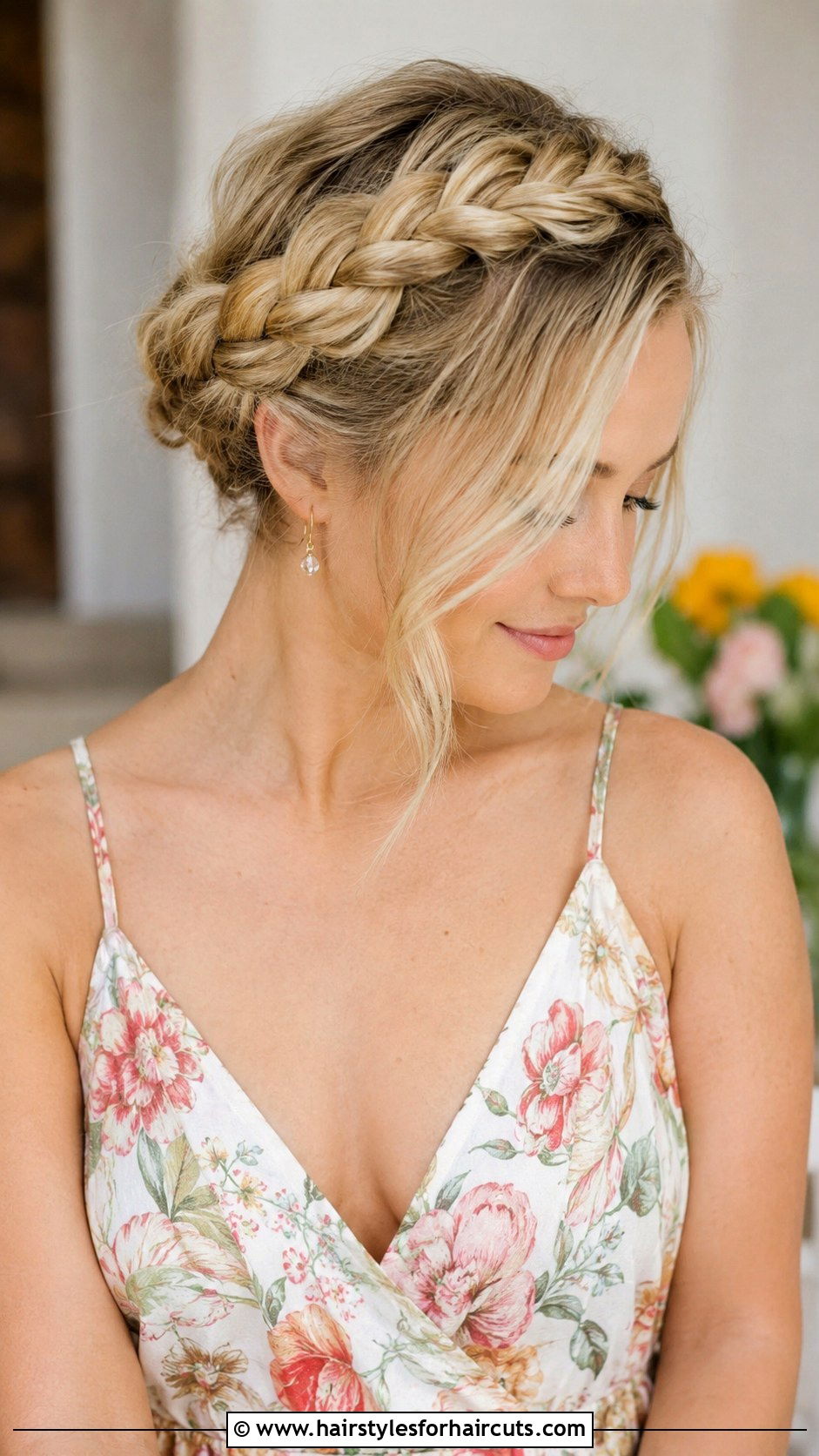 French Braid Crown - 25 cute hairstyles for medium length straight hair - 25 cute hairstyles for medium length straight hair
