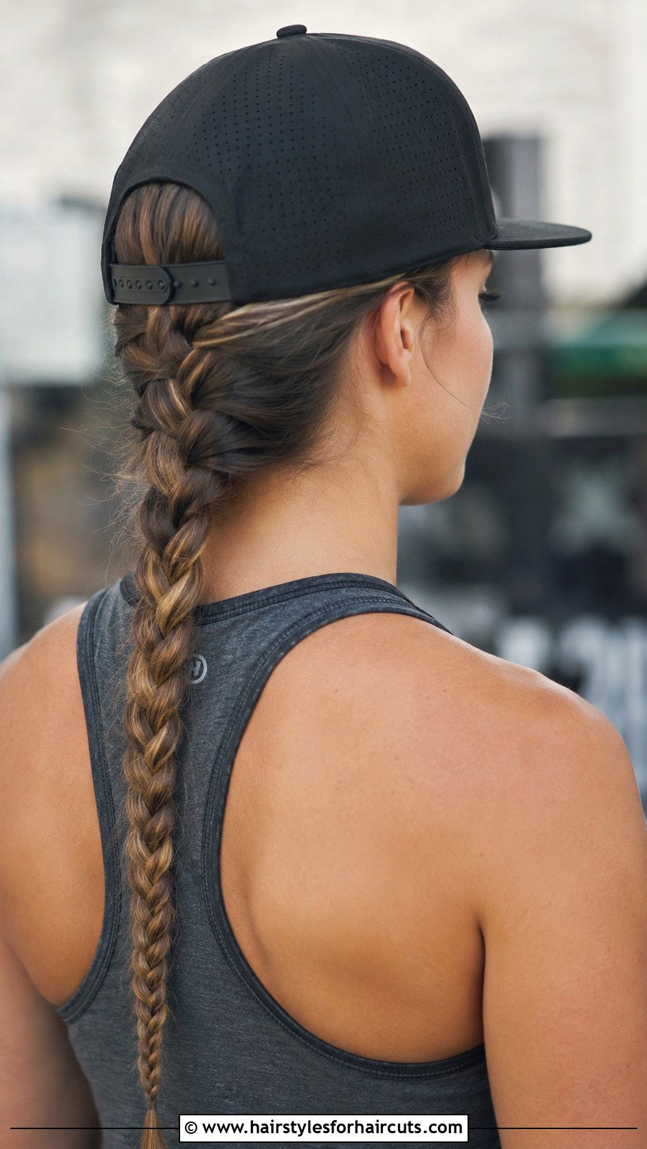 French Braid Under Snapback - 25 cap hairstyles - 25 cap hairstyles