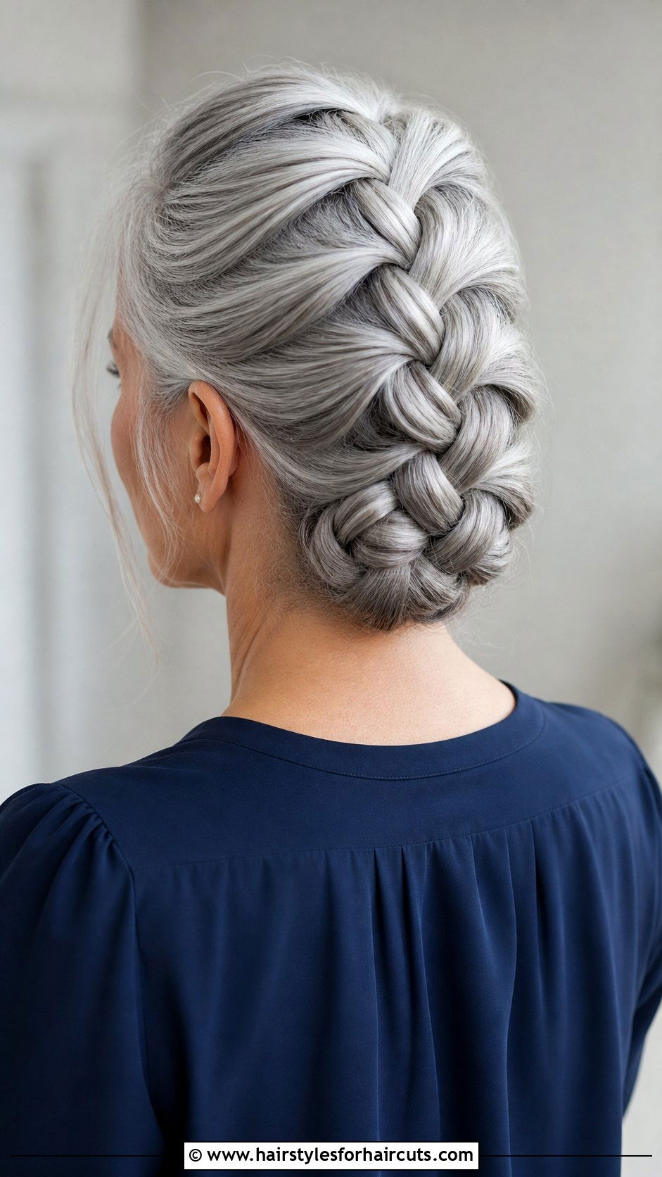French Braid Updo - 25 braided hairstyles for gray hair over 50 - 25 braided hairstyles for gray hair over 50