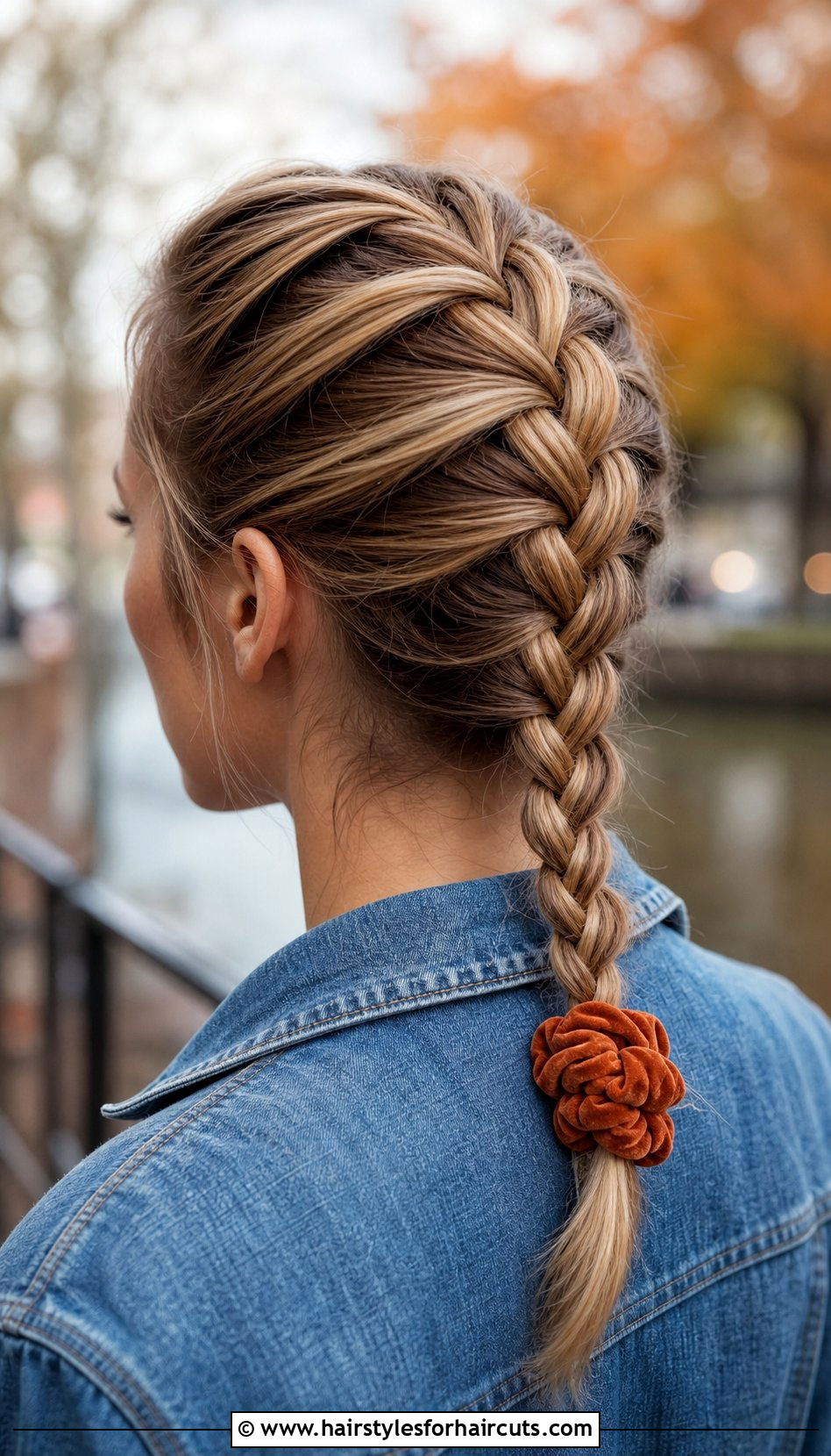 French Braid With Scrunchie - 25 long hair scrunchie hairstyles - 25 long hair scrunchie hairstyles