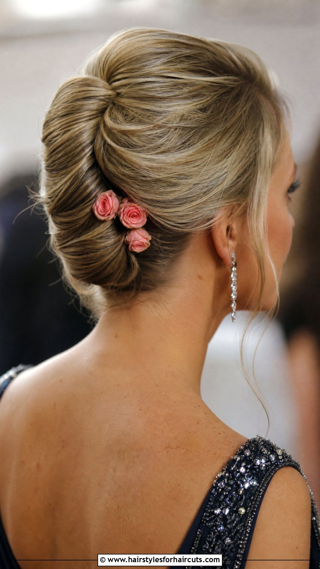 French Twist With Roses - 25 wedding hairstyles for saree - 25 wedding hairstyles for saree