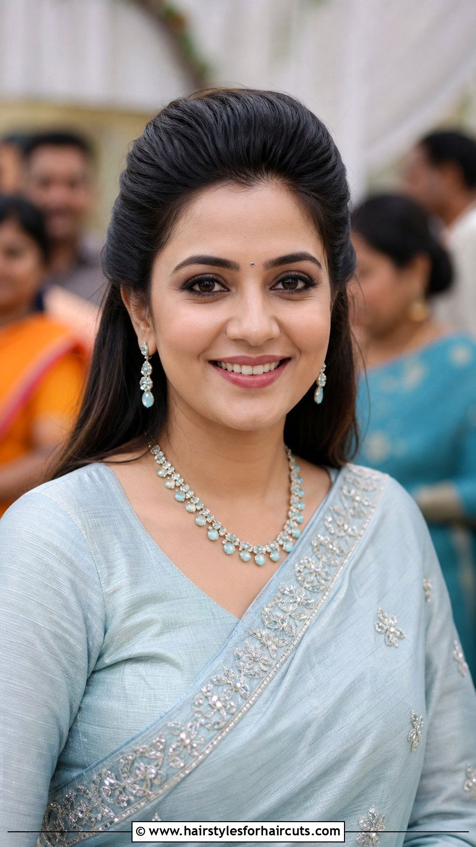 Front Puff Hairstyle - 25 hairstyles for saree - 25 hairstyles for saree