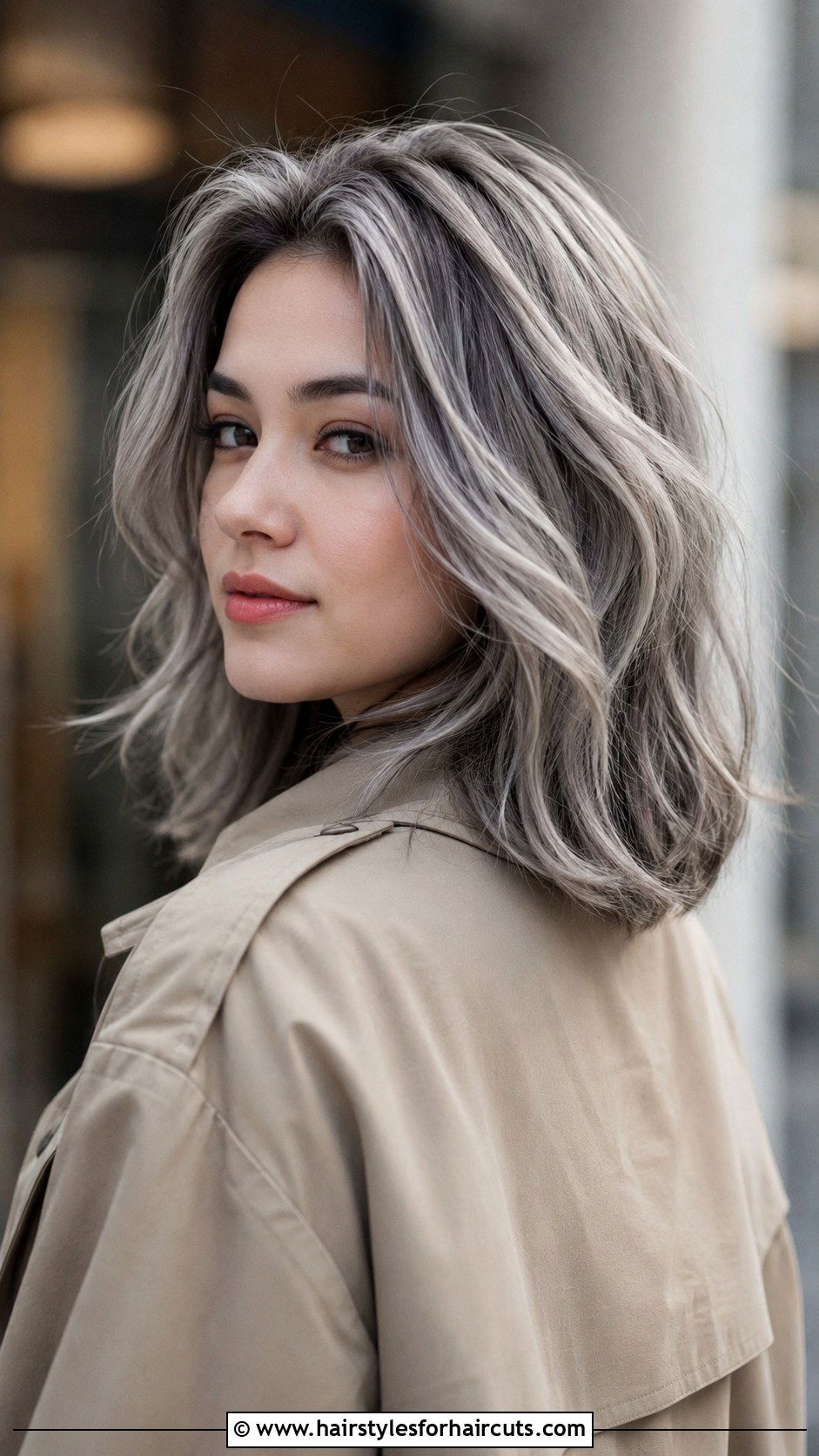 Frosted Gray Mid Length Hair - 25 gray hairstyles for young woman - 25 gray hairstyles for young woman
