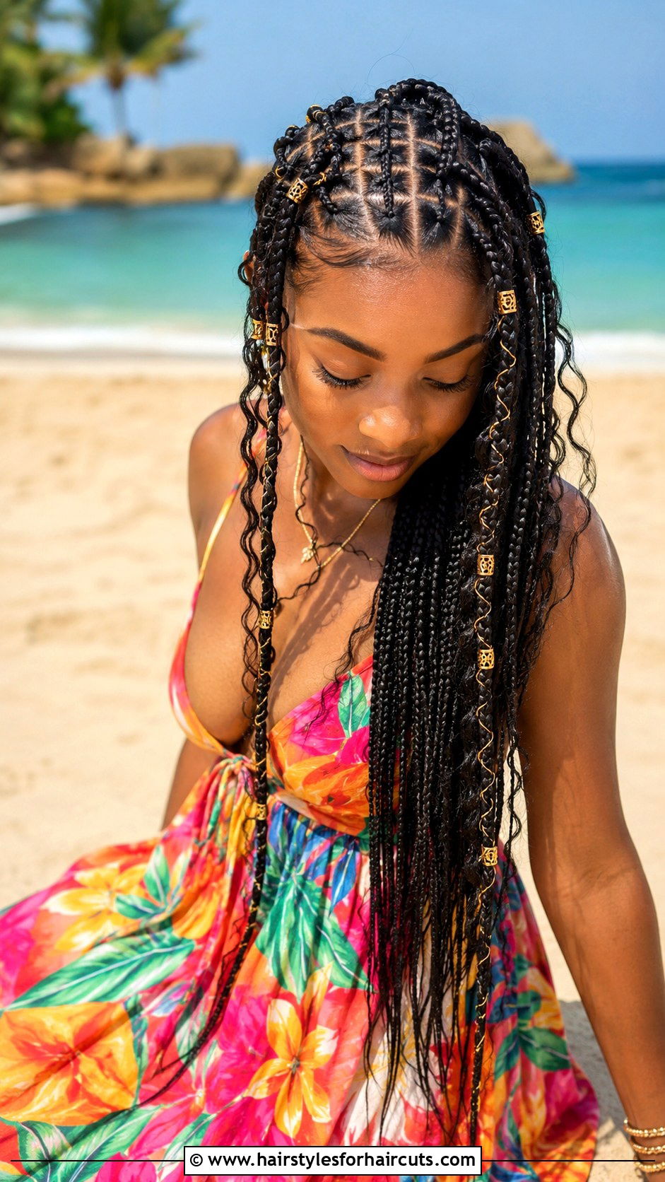 Fulani Braids With Cuffs - 25 beach hairstyles for black hair - 25 beach hairstyles for black hair