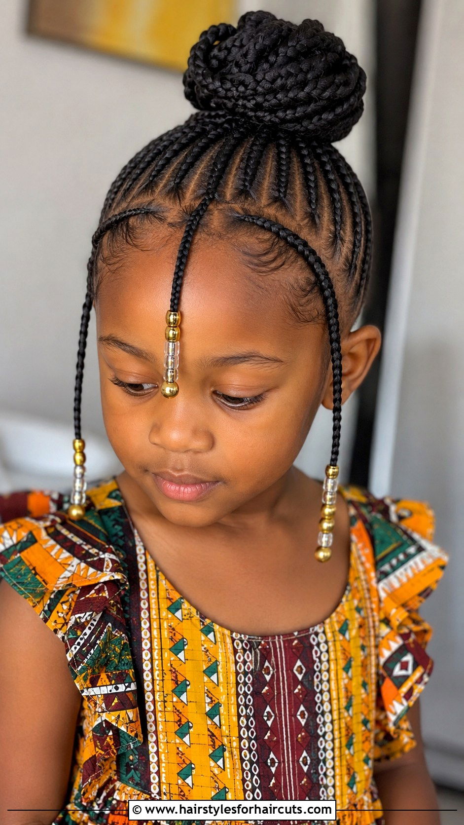 Fulani Braids With Top Bun - 25 bun hairstyles for black hair little girl - 25 bun hairstyles for black hair little girl