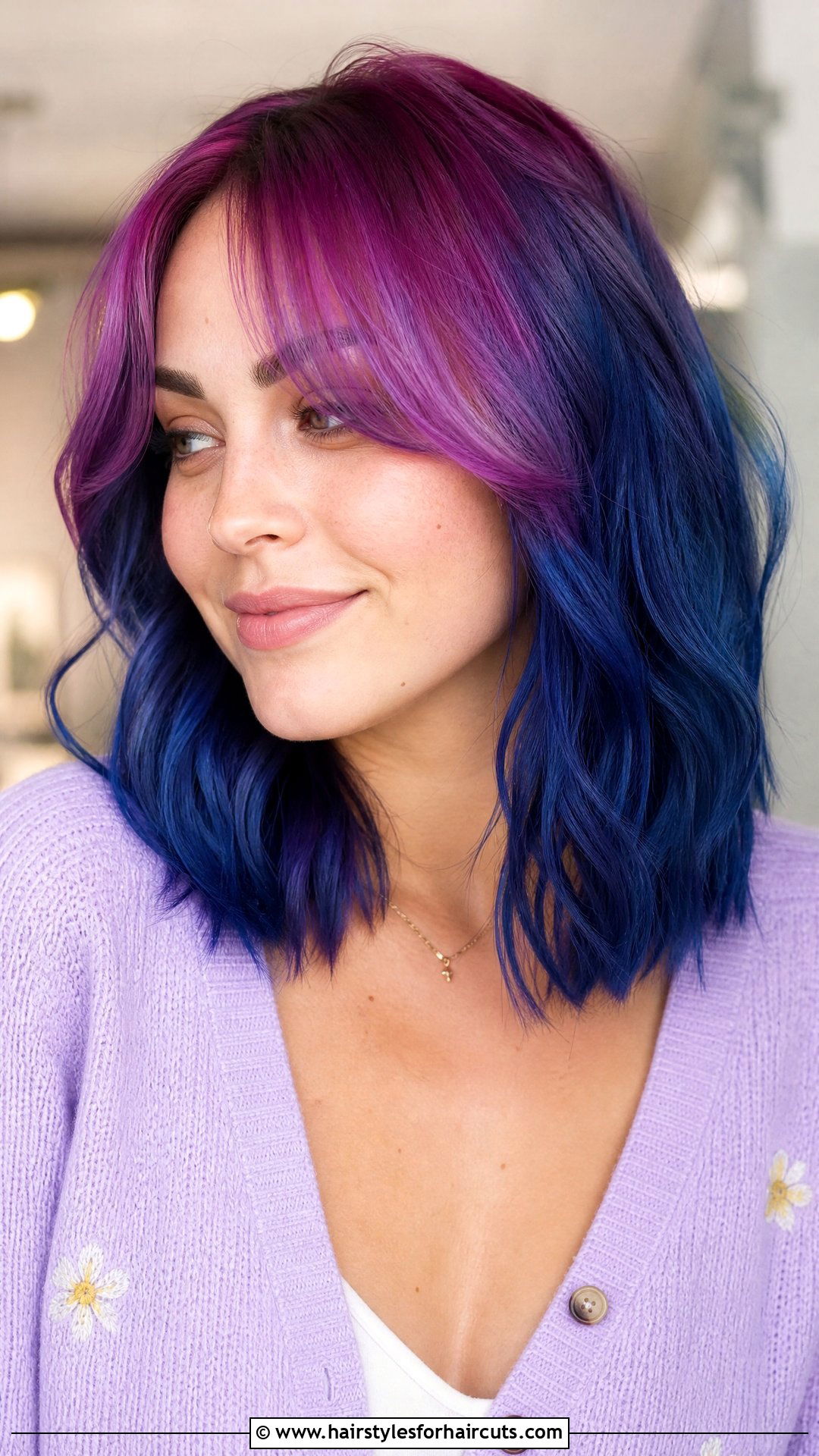 Galaxy Curtain Bangs Lob - 25 galaxy haircuts - 25 galaxy haircuts