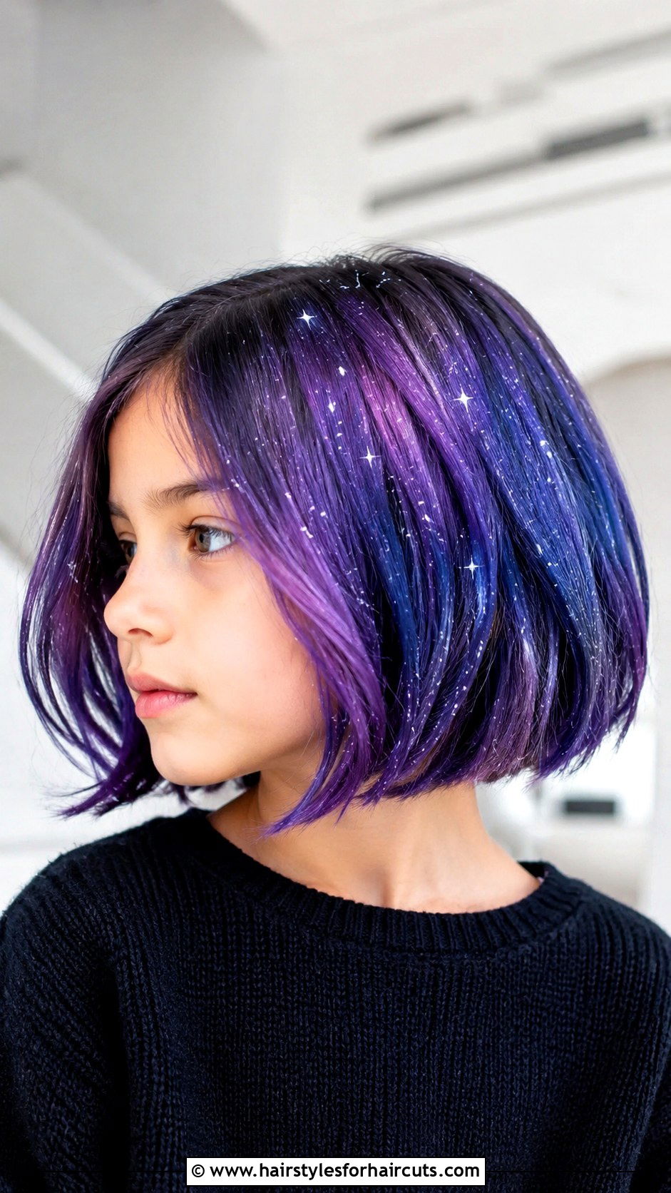 Galaxy Print Bob - 25 wacky hairstyles for girls - 25 wacky hairstyles for girls
