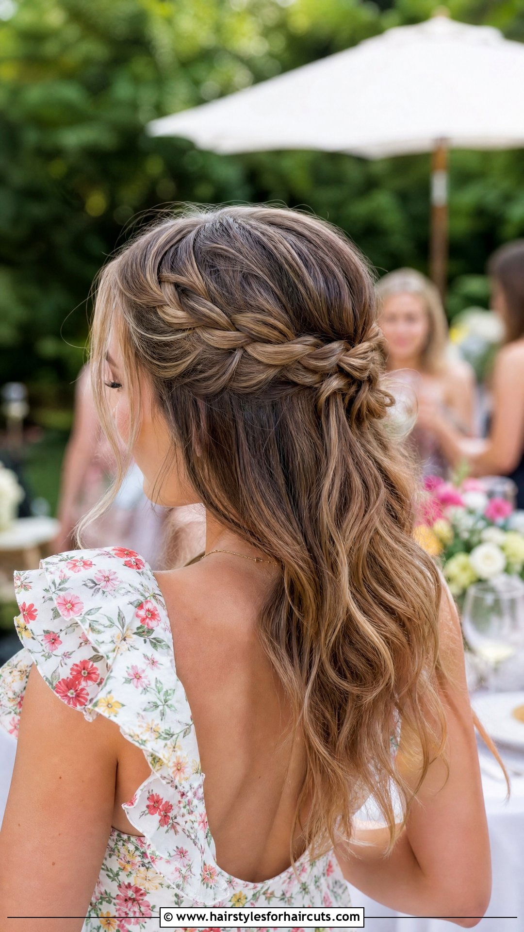 Garden Party Half Up Braid - 25 wedding hairstyles for medium hair - 25 wedding hairstyles for medium hair