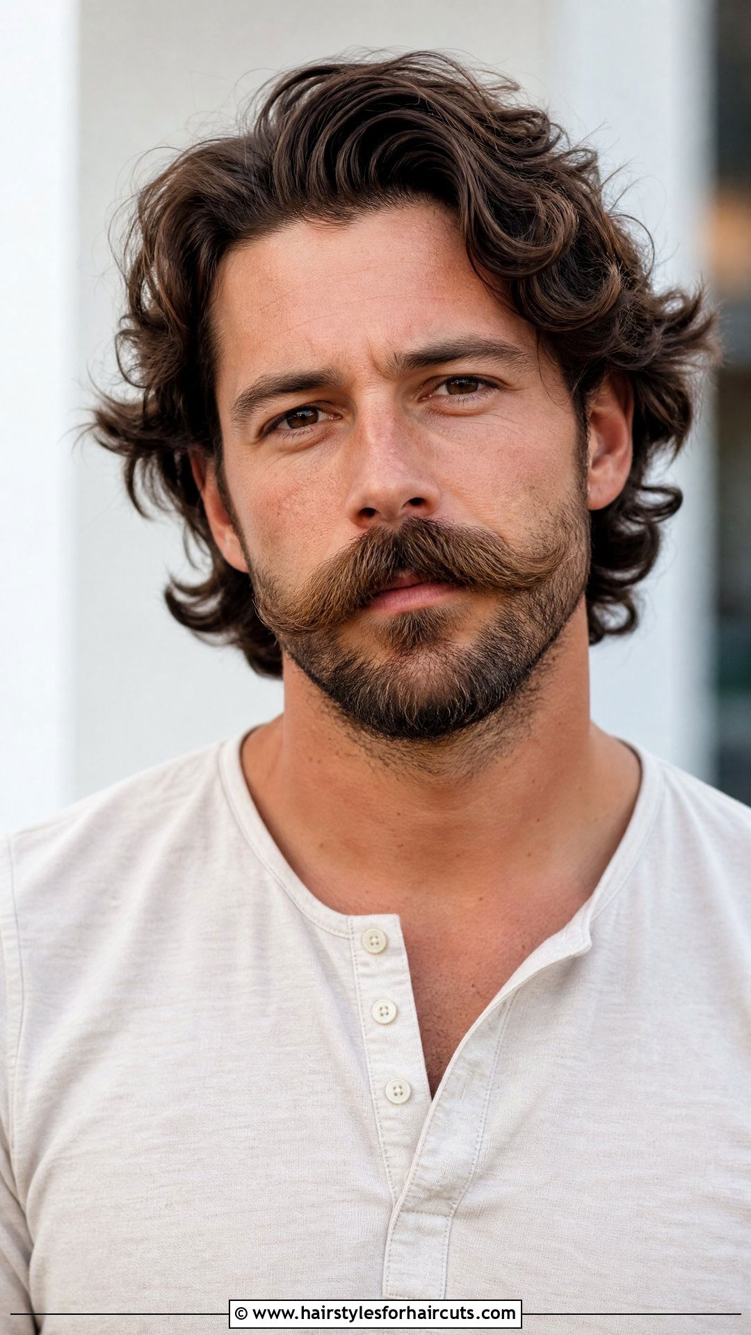 Garibaldi Mustache With Wavy Hair - 25 mustache hairstyles - 25 mustache hairstyles