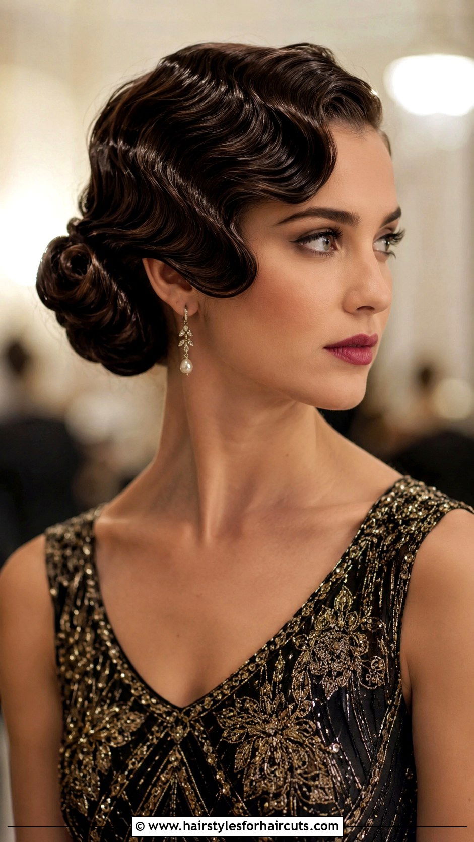 Gatsby Chignon With Finger Waves - 25 long hair gatsby hairstyles - 25 long hair gatsby hairstyles
