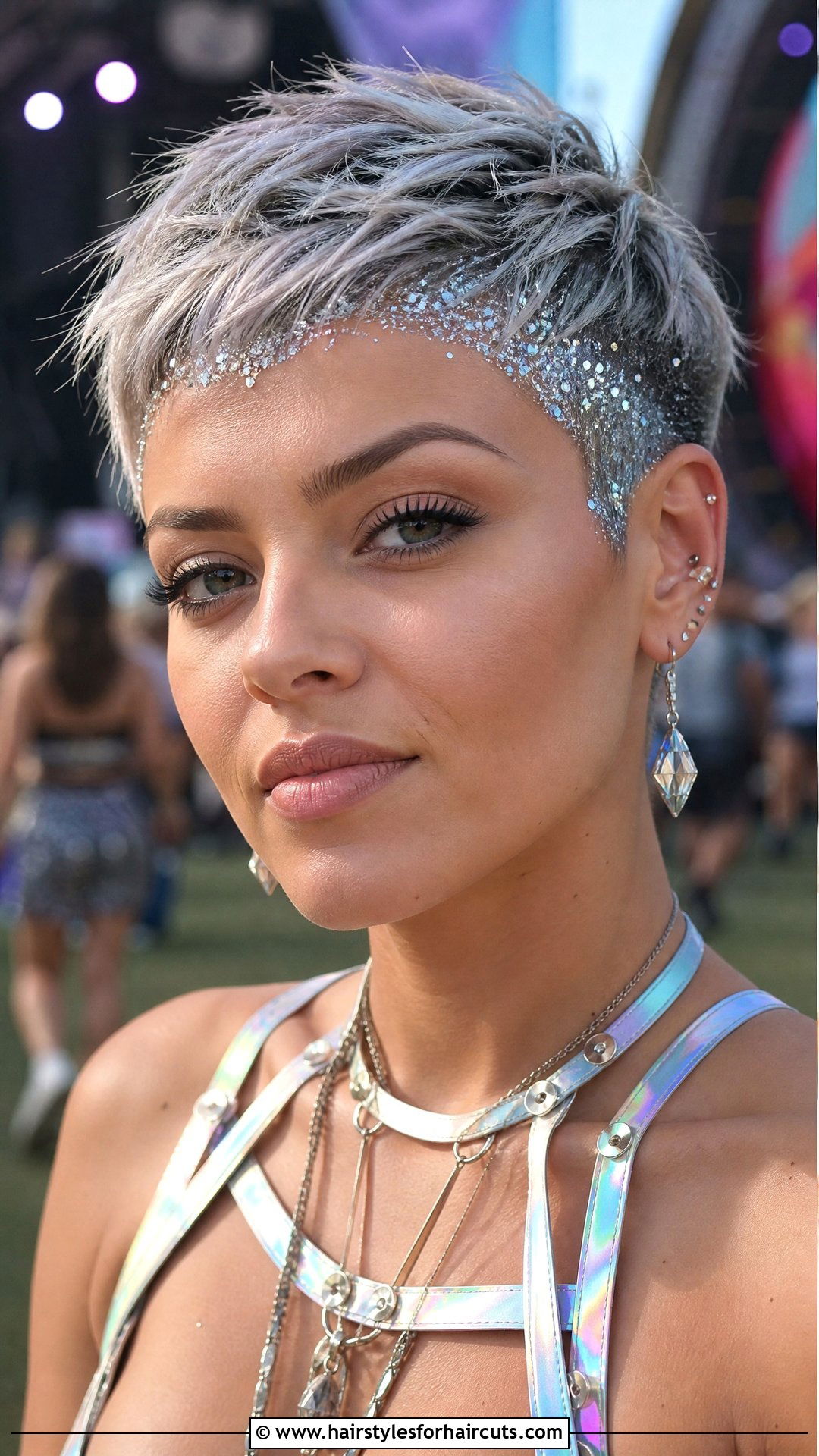 Glitter Roots On A Pixie Cut - 25 rave hairstyles for short hair - 25 rave hairstyles for short hair