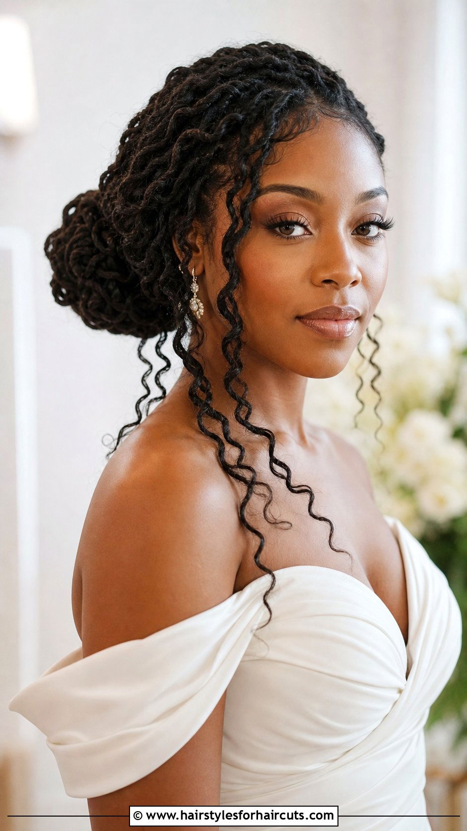 Goddess Locs Low Bun - 25 low bun hairstyles for black hair wedding - 25 low bun hairstyles for black hair wedding