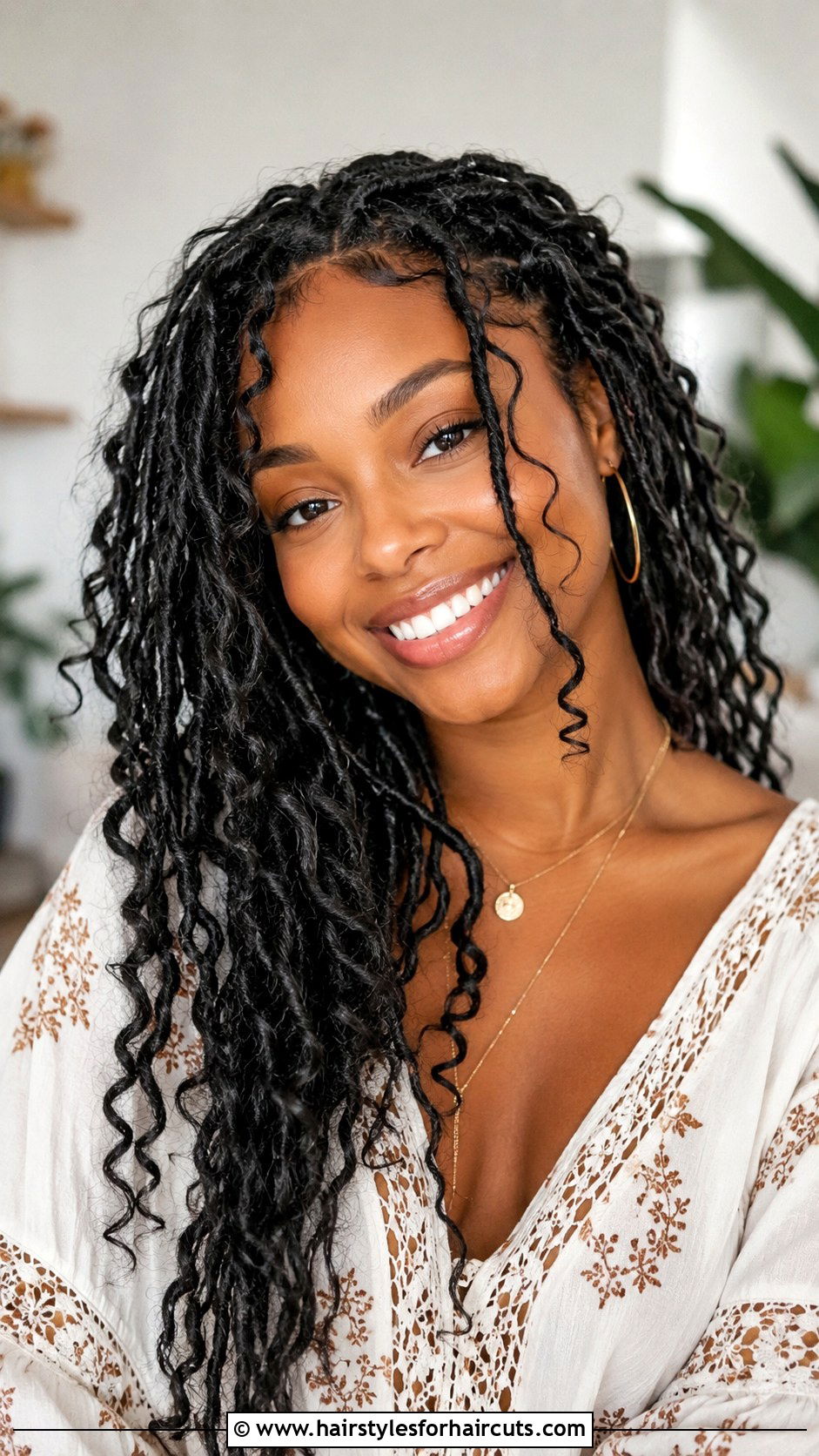 Goddess Locs With Loose Curls - 25 bohemian hairstyles for black hair - 25 bohemian hairstyles for black hair