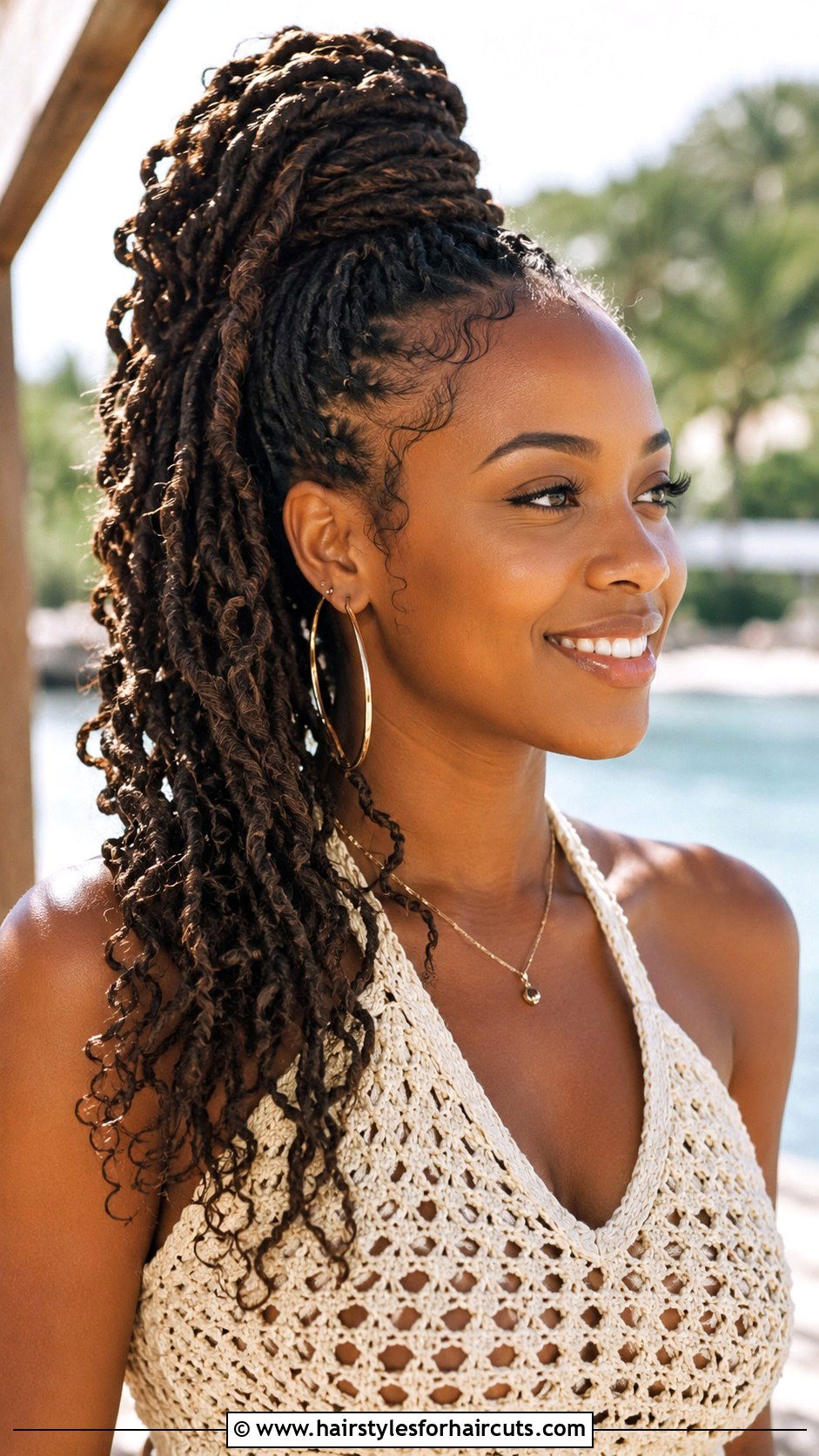 Goddess Locs Wrap Around Ponytail - 25 fake ponytail hairstyles for black hair - 25 fake ponytail hairstyles for black hair
