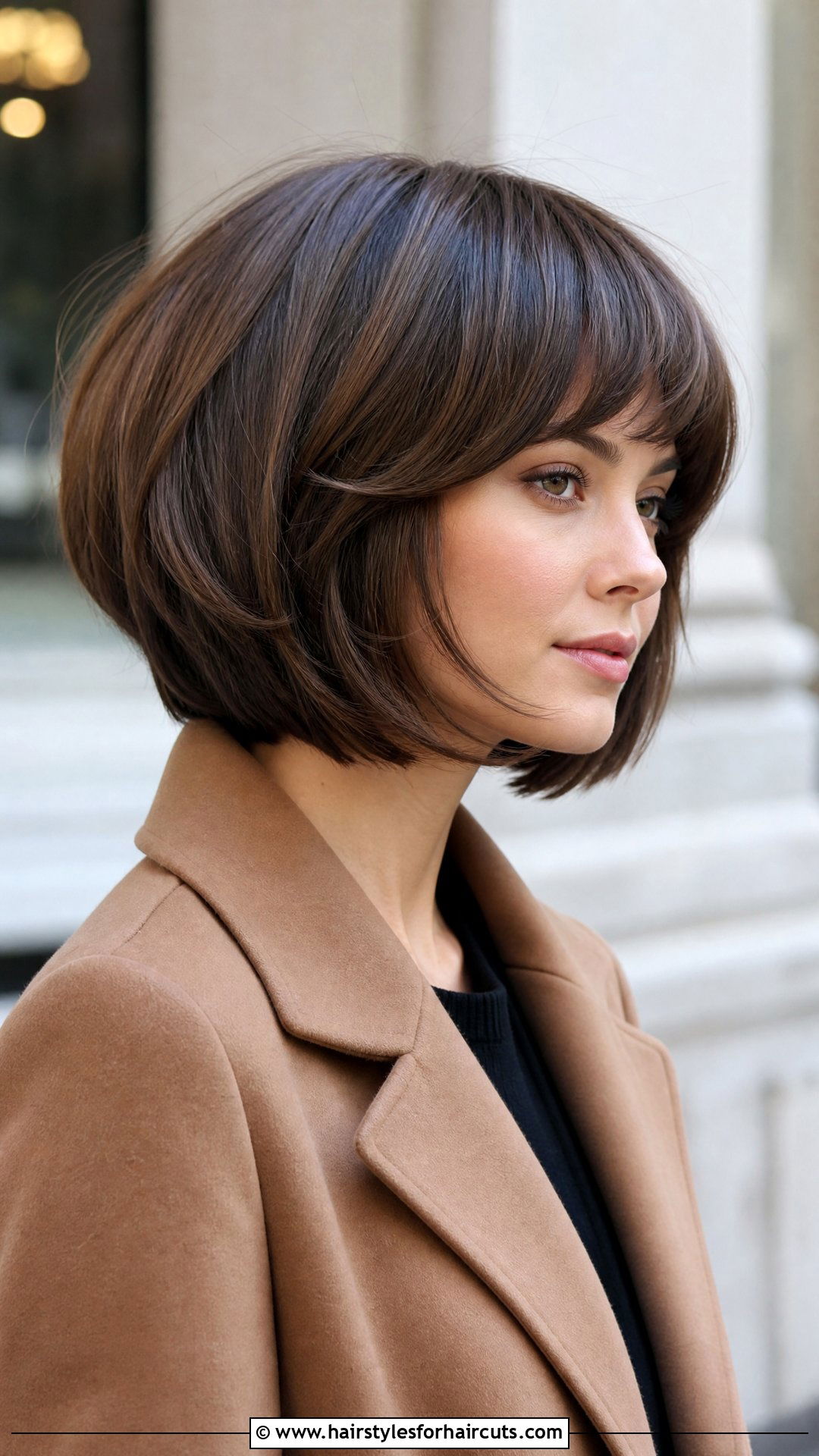 Graduated Bob With Arched Bangs - 25 fine hair medium length hairstyles with bangs - 25 fine hair medium length hairstyles with bangs