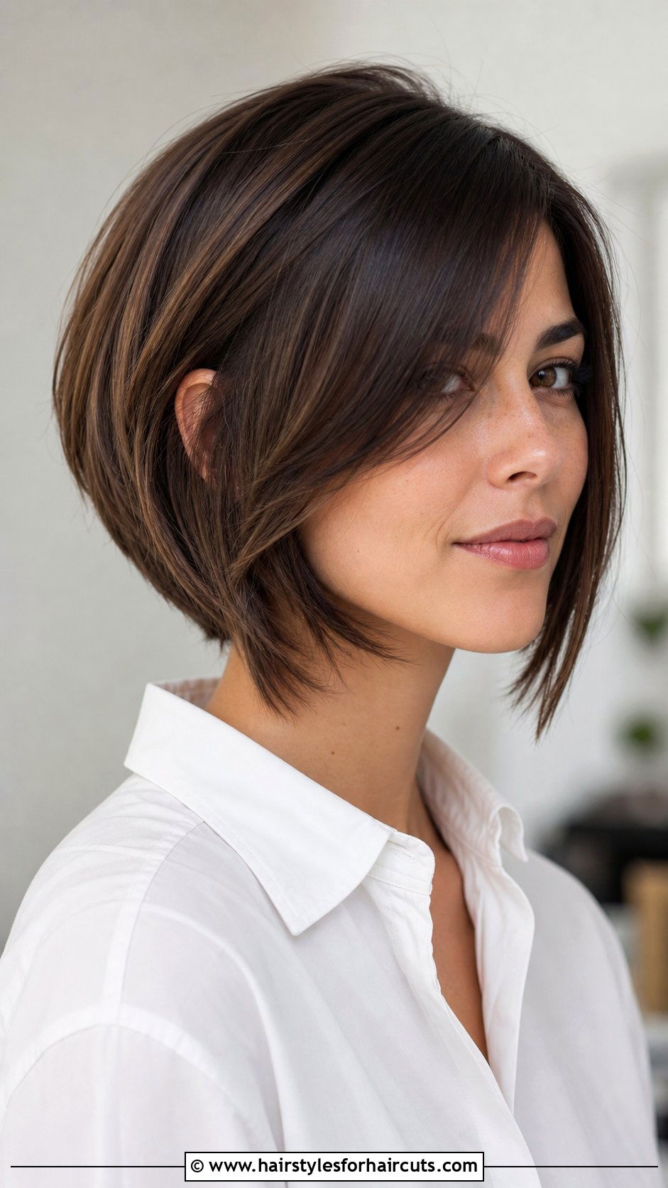 Graduated Bob With Side Bangs - 25 hairstyles for hair that grows forward woman - 25 hairstyles for hair that grows forward woman