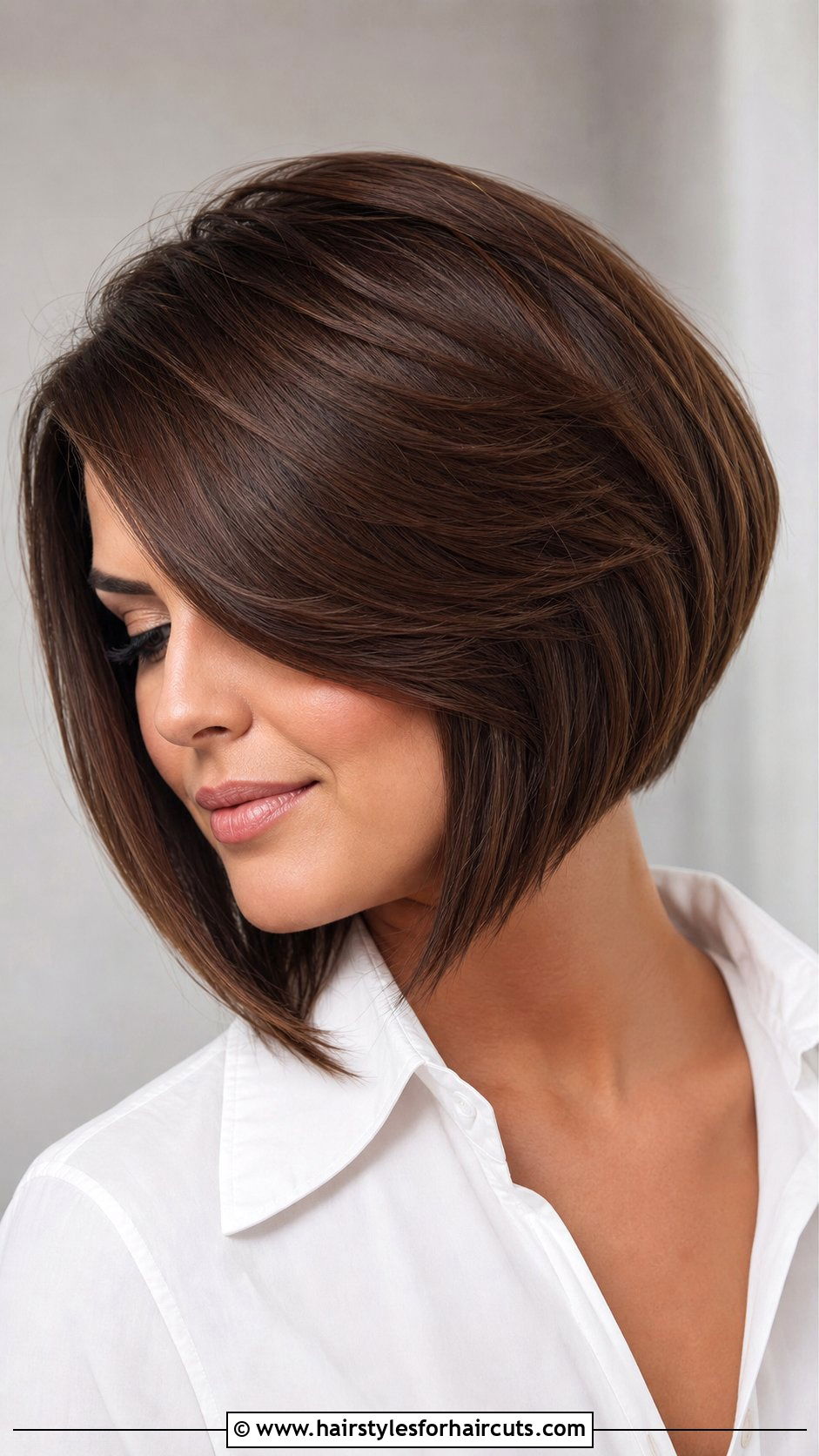 Graduated Bob With Sweeping Bangs - 25 short hairstyles with bangs for women - 25 short hairstyles with bangs for women