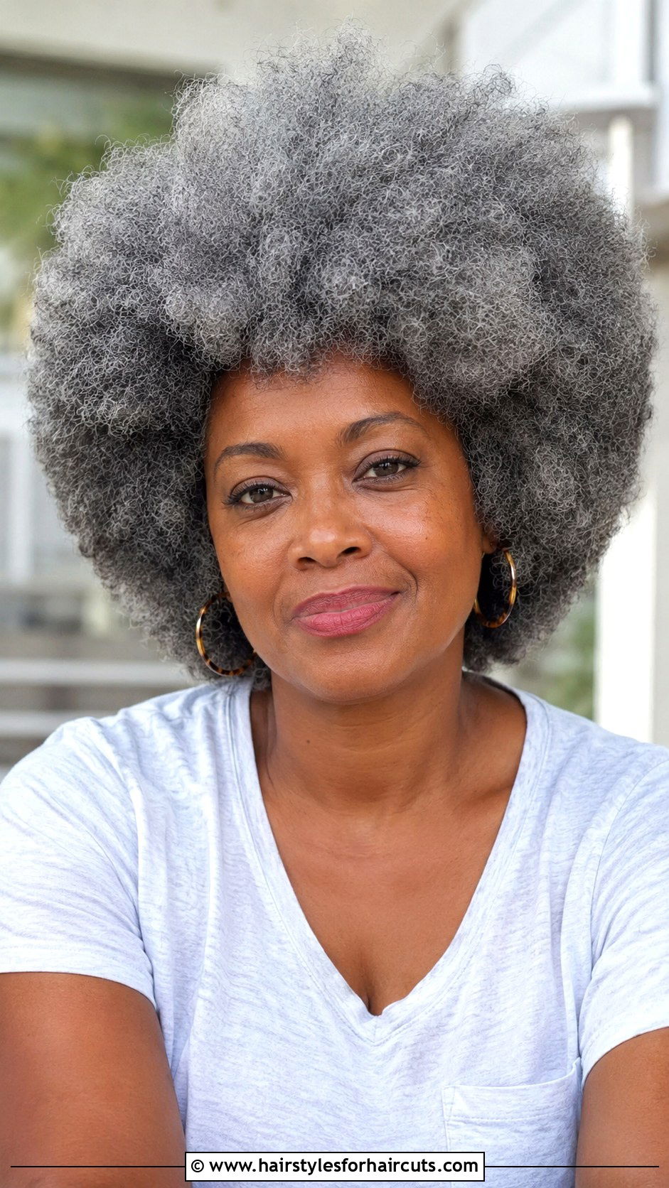 Gray Blowout Afro - 25 gray hairstyles for black woman - 25 gray hairstyles for black woman