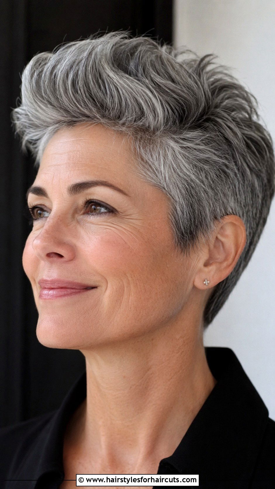 Gray Brushed Up Pixie - 25 gray hairstyles short - 25 gray hairstyles short