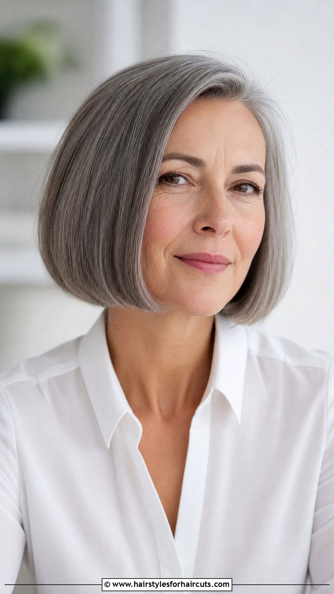 Gray Chin Length Bob - 25 gray hairstyles for women over 50 - 25 gray hairstyles for women over 50