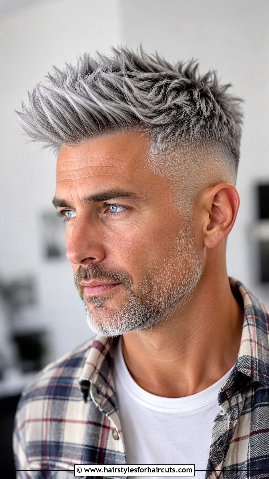 Gray Hair Fade Textured Quiff - 25 gray hair fade haircuts - 25 gray hair fade haircuts
