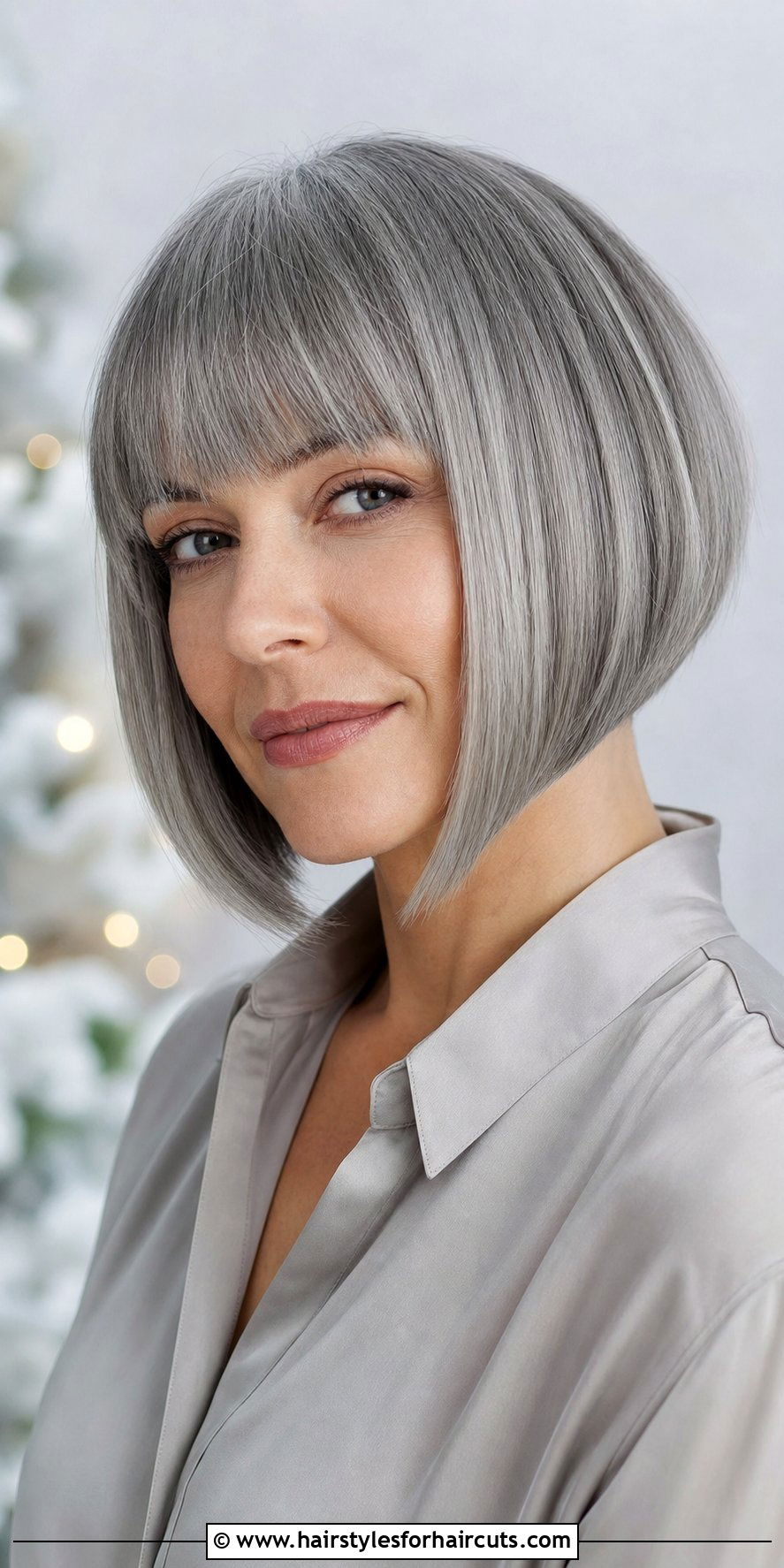Gray Inverted Bob With Bangs - 25 gray hairstyles with bangs - 25 gray hairstyles with bangs