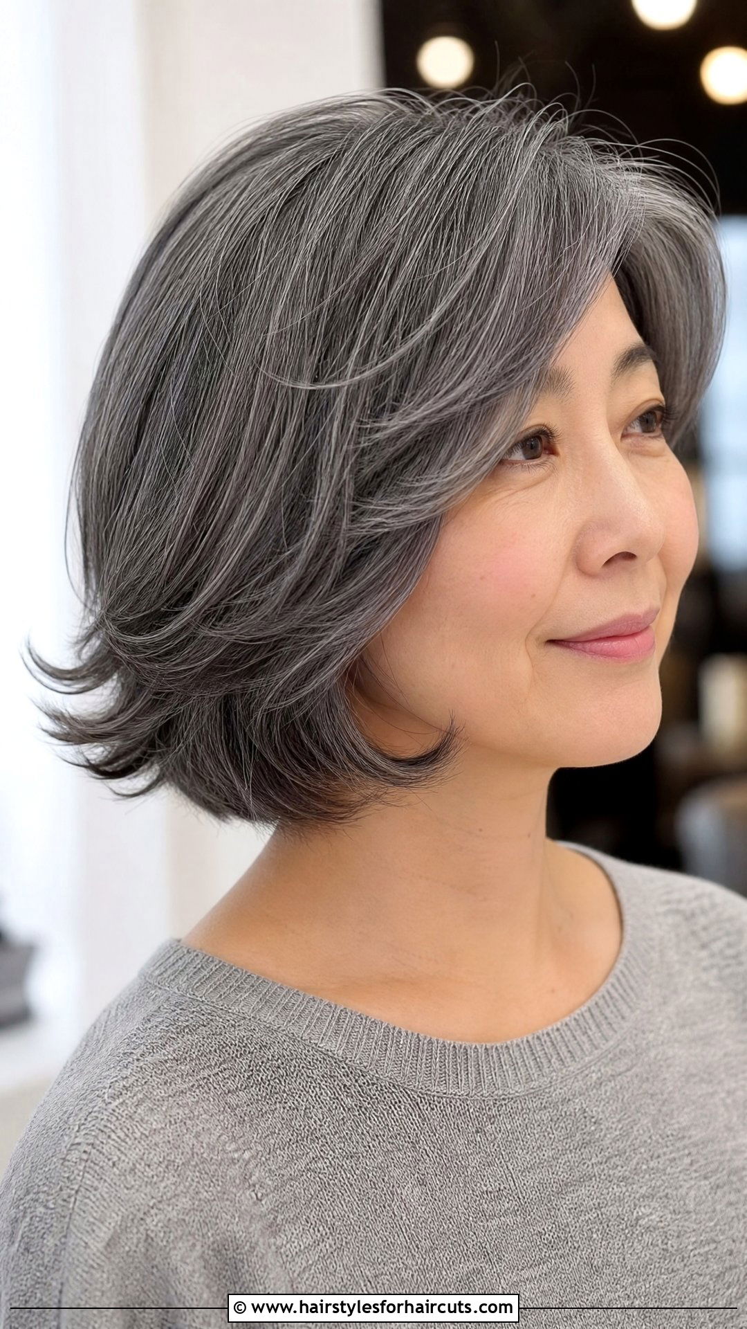 Gray Layered Bob - 25 women gray hairstyles - 25 women gray hairstyles