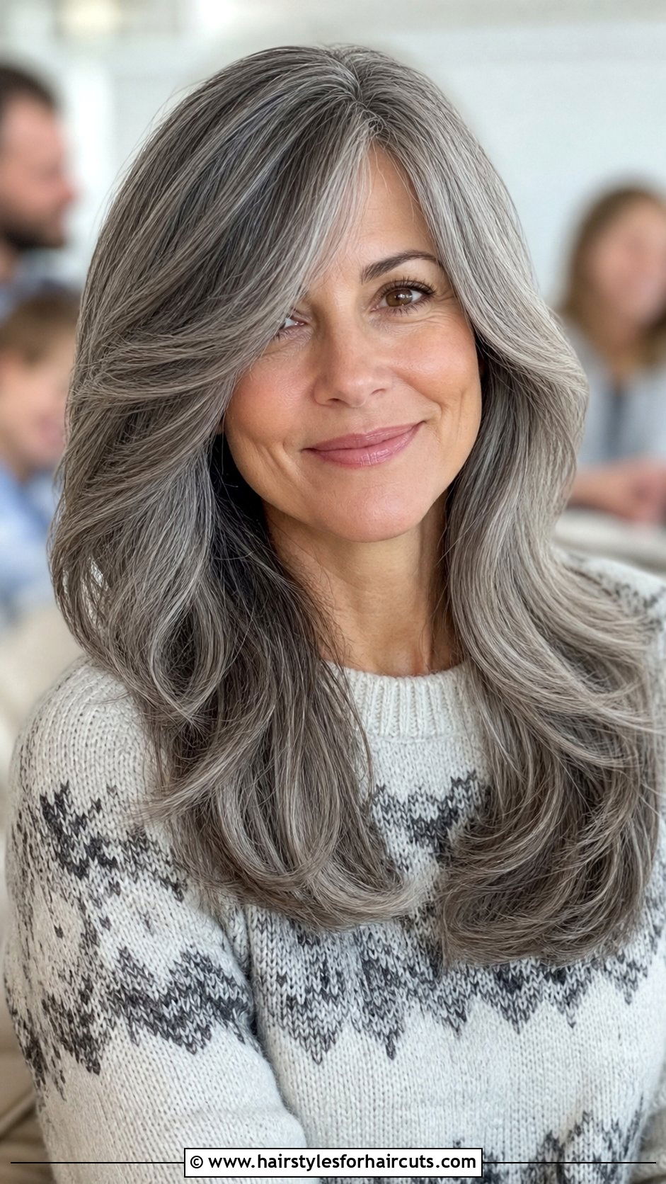 Gray Layered Hair With Side Bangs - 25 gray hairstyles with bangs - 25 gray hairstyles with bangs