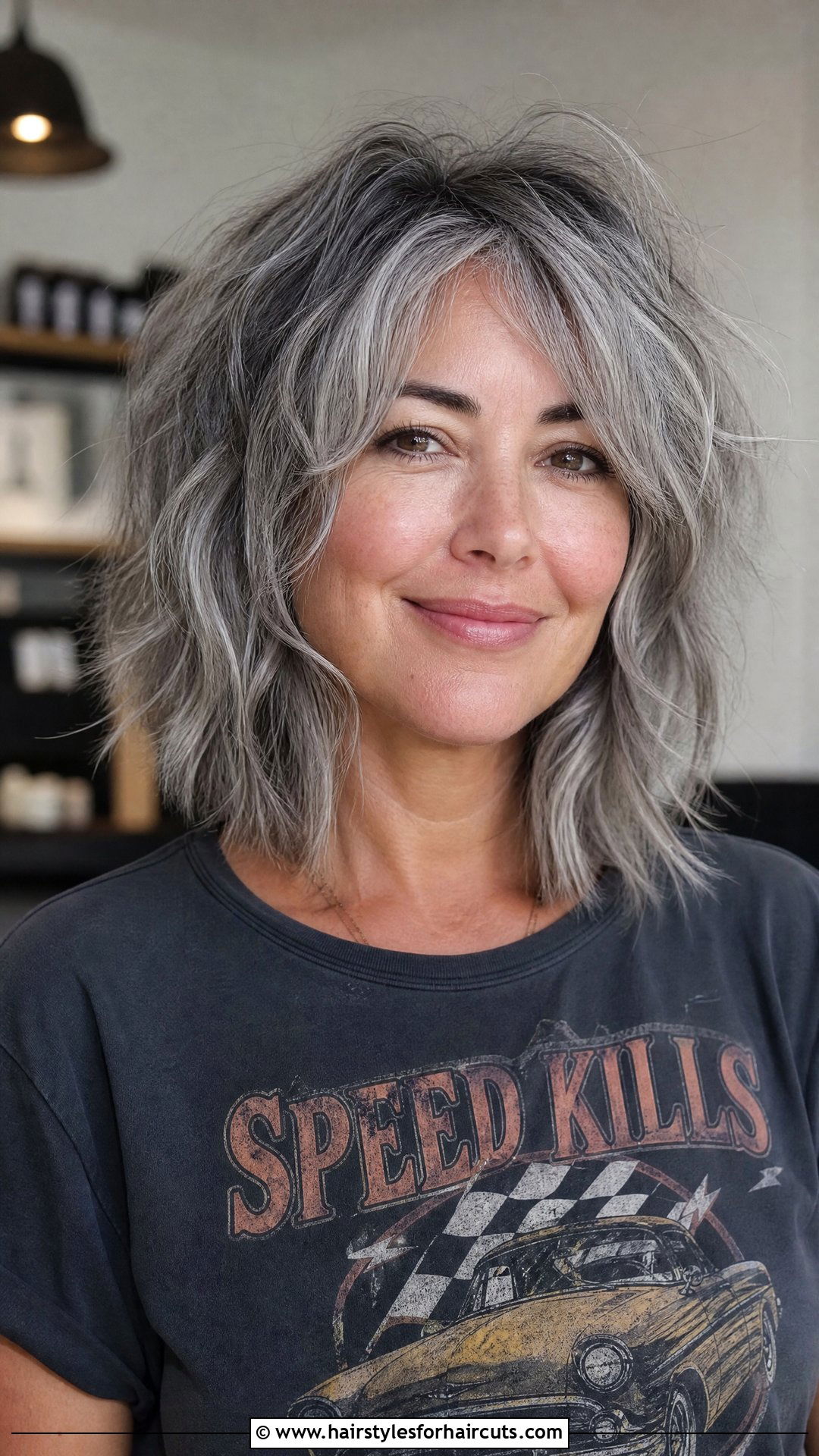 Gray Shaggy Lob - 25 women gray hairstyles - 25 women gray hairstyles