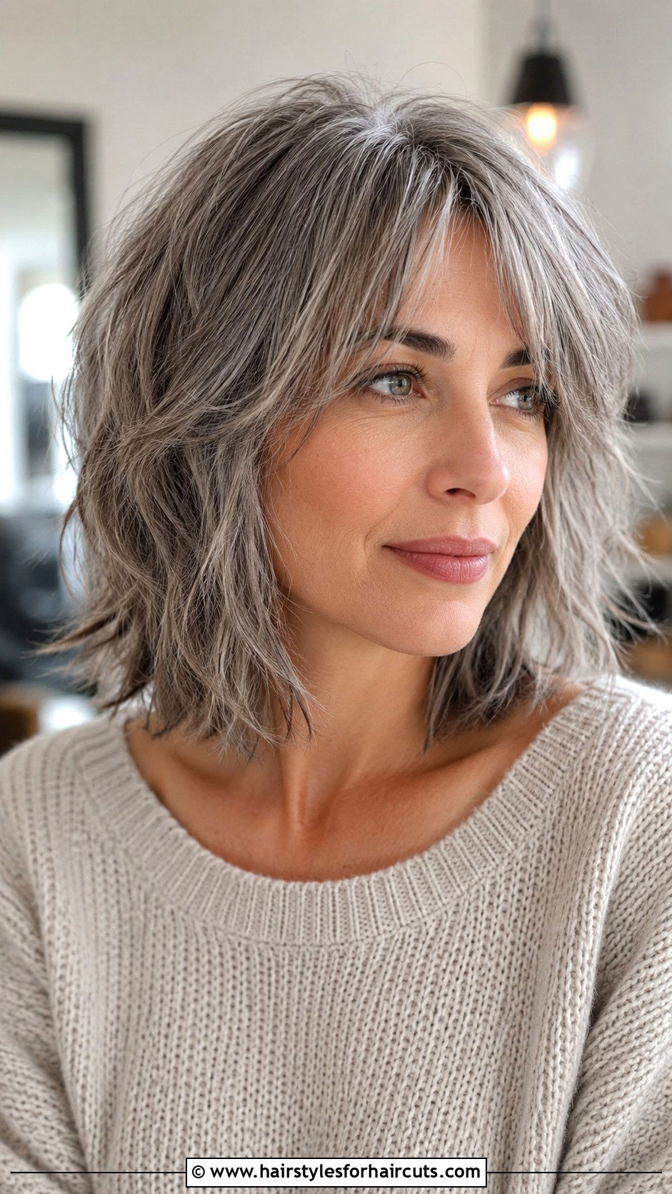 Gray Shaggy Lob - 25 best gray hairstyles - 25 best gray hairstyles
