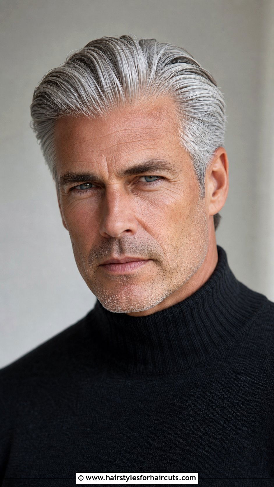 Gray Slick Back - 25 grandpa haircuts - 25 grandpa haircuts