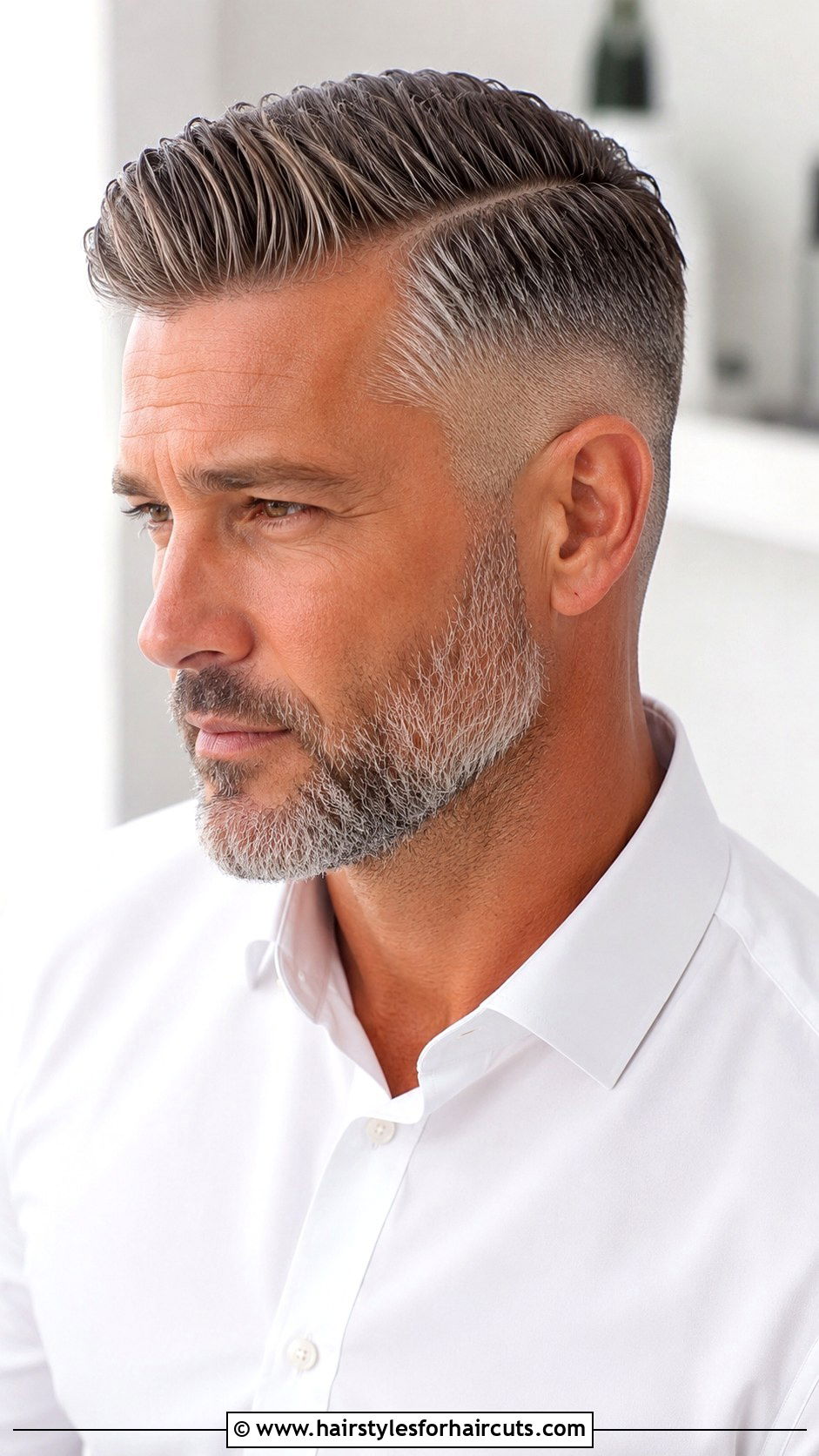 Gray Temple Fade Side Part - 25 gray hair fade haircuts - 25 gray hair fade haircuts
