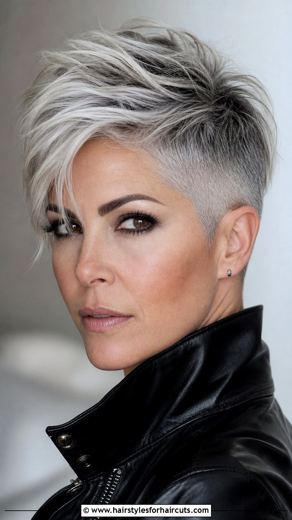 Gray Undercut Pixie - 25 gray hairstyles for women over 60 - 25 gray hairstyles for women over 60