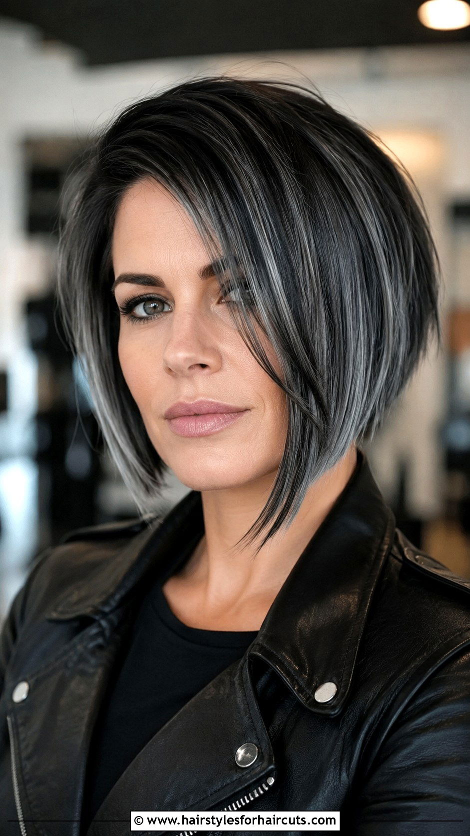 Grey And Black Asymmetrical Bob - 25 grey and black hairstyles - 25 grey and black hairstyles