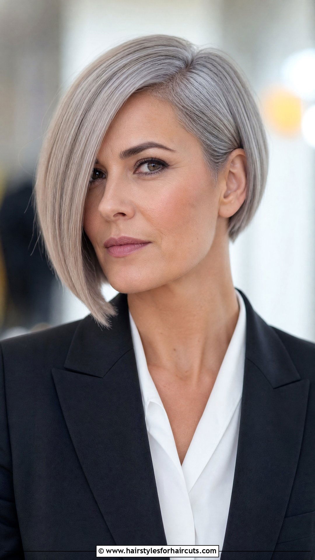 Grey Asymmetrical Bob - 25 grey hairstyles for women - 25 grey hairstyles for women
