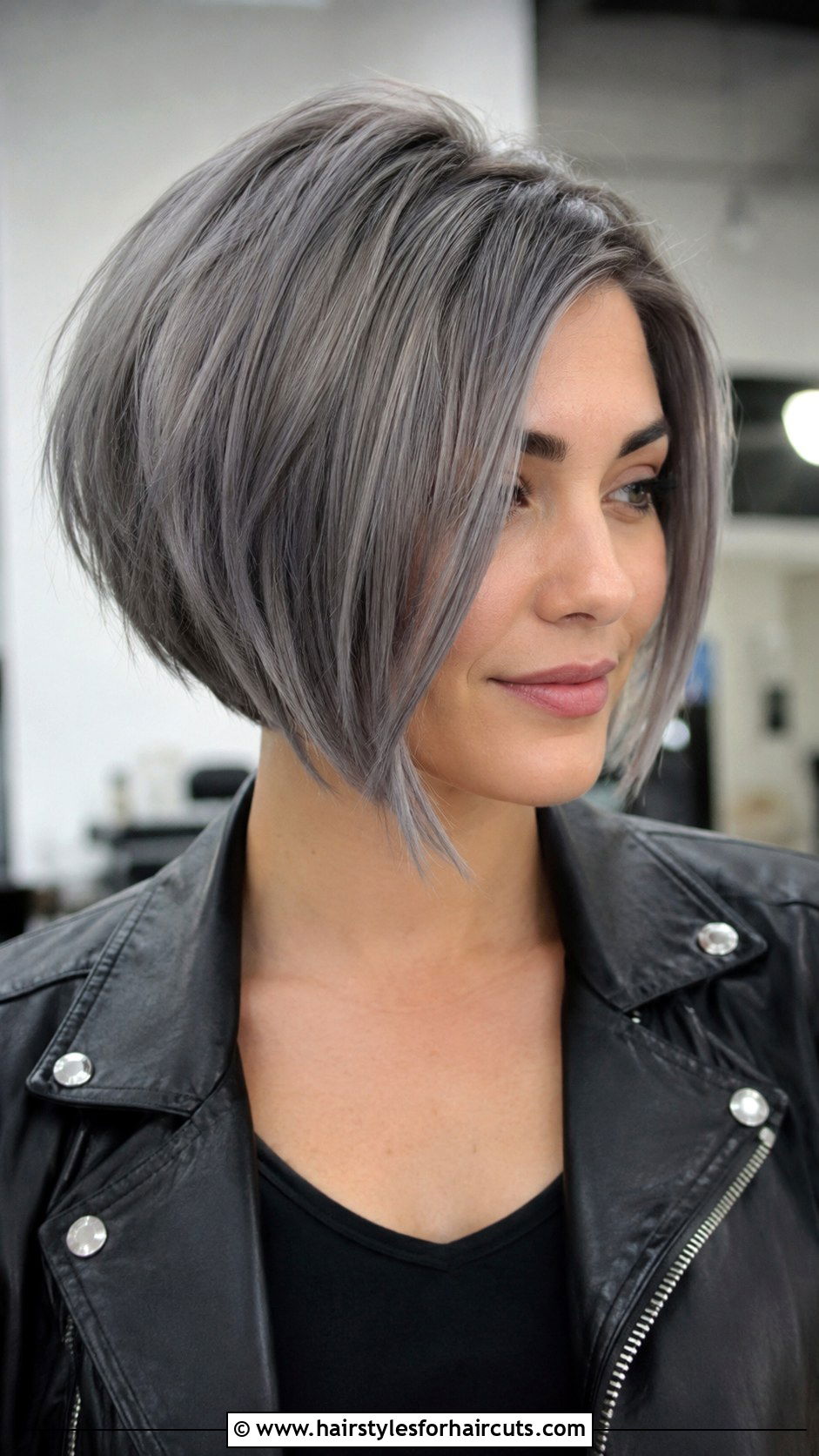 Grey Asymmetrical Bob - 25 going grey hairstyles - 25 going grey hairstyles