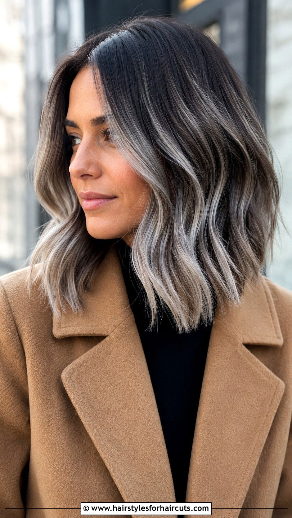 Grey Balayage Lob - 25 going grey hairstyles - 25 going grey hairstyles