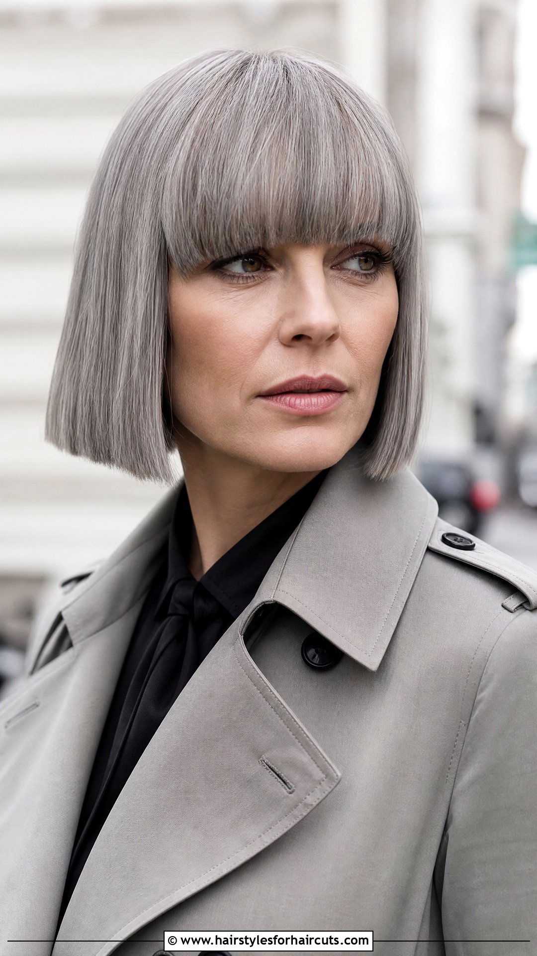 Grey Blunt Bob - 25 grey hairstyles for women over 50 - 25 grey hairstyles for women over 50