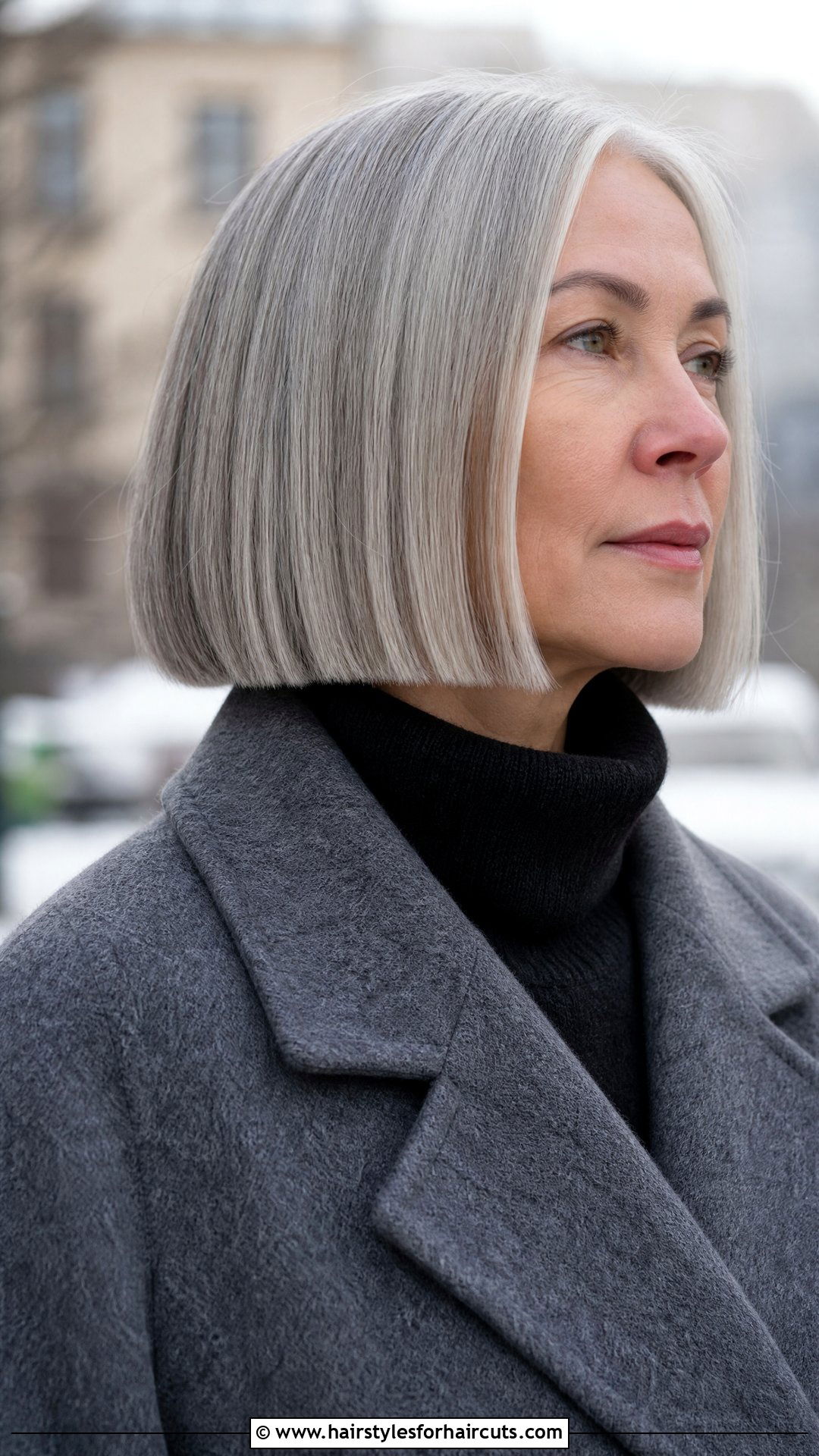Grey Blunt Cut - 25 women grey hairstyles - 25 women grey hairstyles