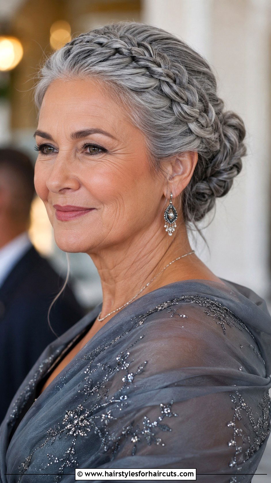 Grey Braided Updo - 25 black hairstyles for grey hair over 60 - 25 black hairstyles for grey hair over 60