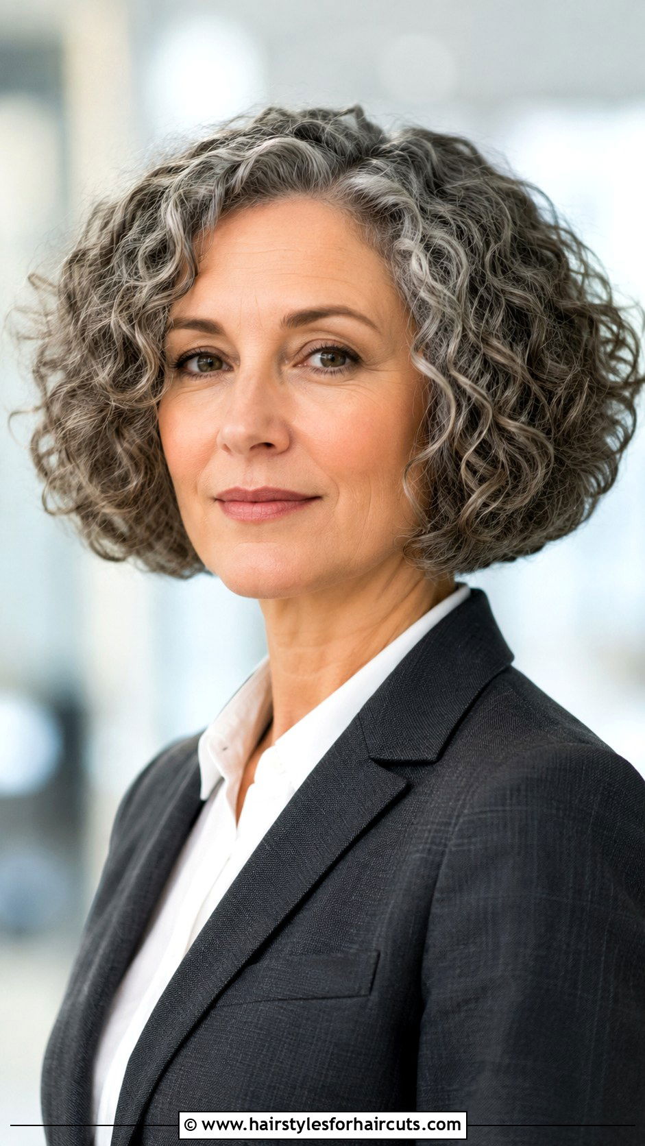 Grey Curly Rounded Bob - 25 grey curly hairstyles - 25 grey curly hairstyles