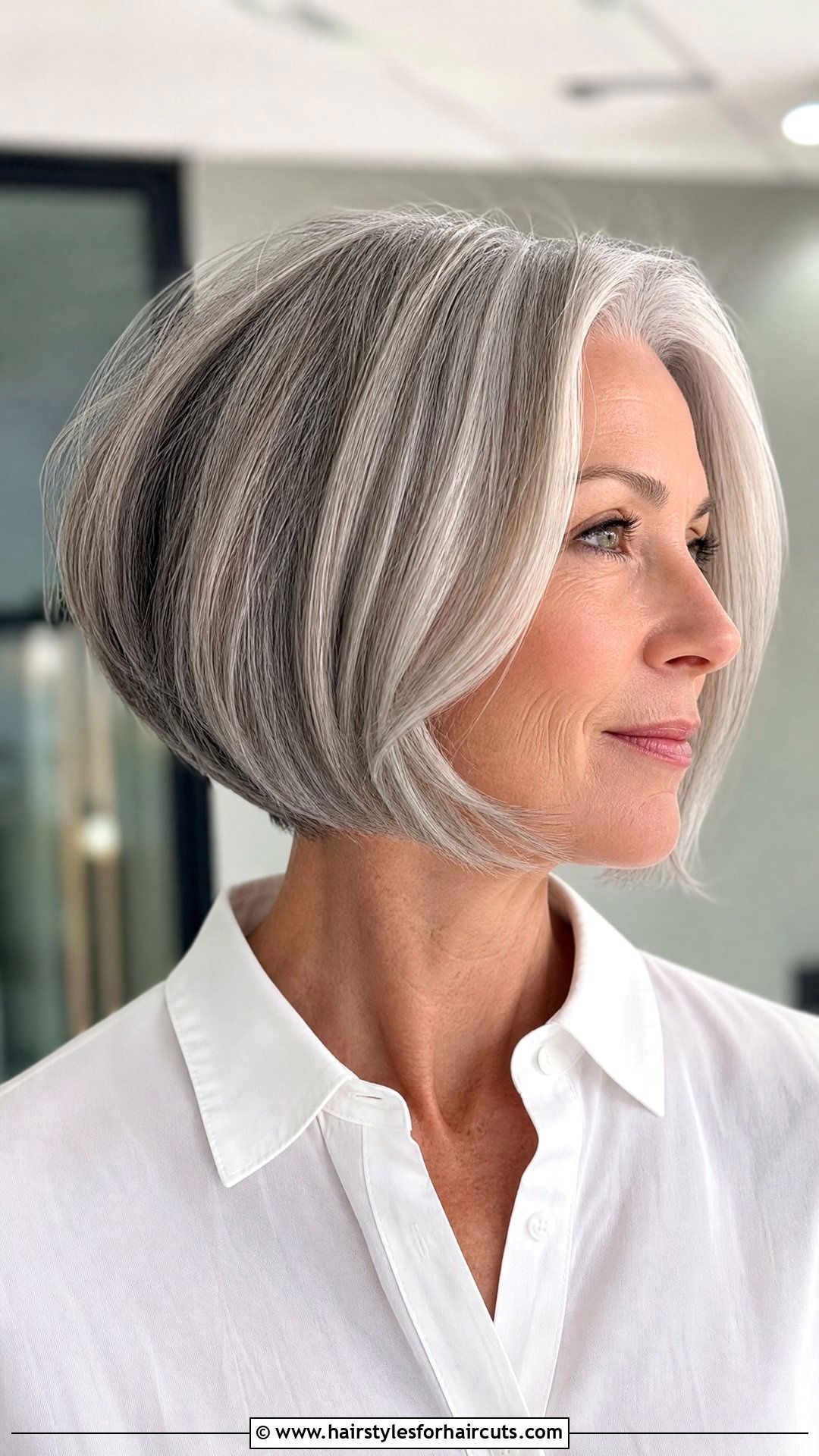 Grey Inverted Bob Haircut - 25 grey hairstyles for women over 50 - 25 grey hairstyles for women over 50