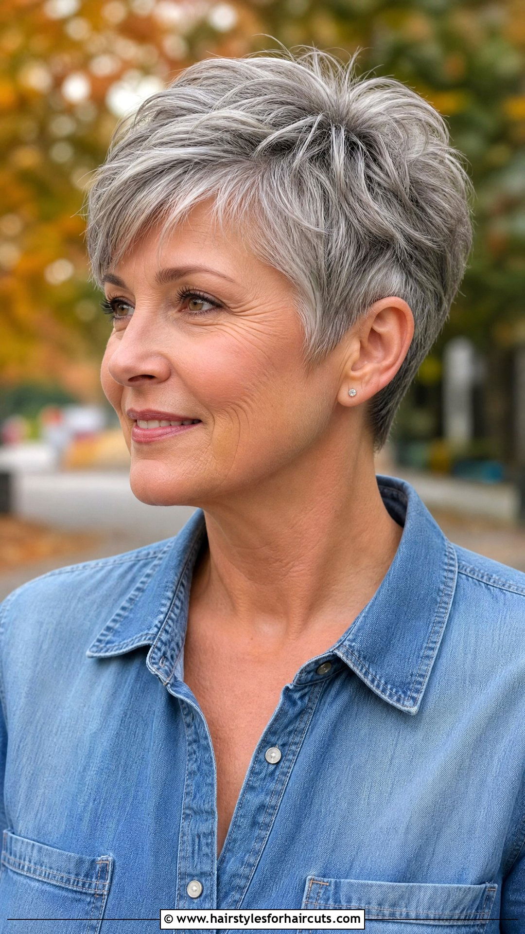 Grey Layered Pixie - 25 women grey hairstyles - 25 women grey hairstyles